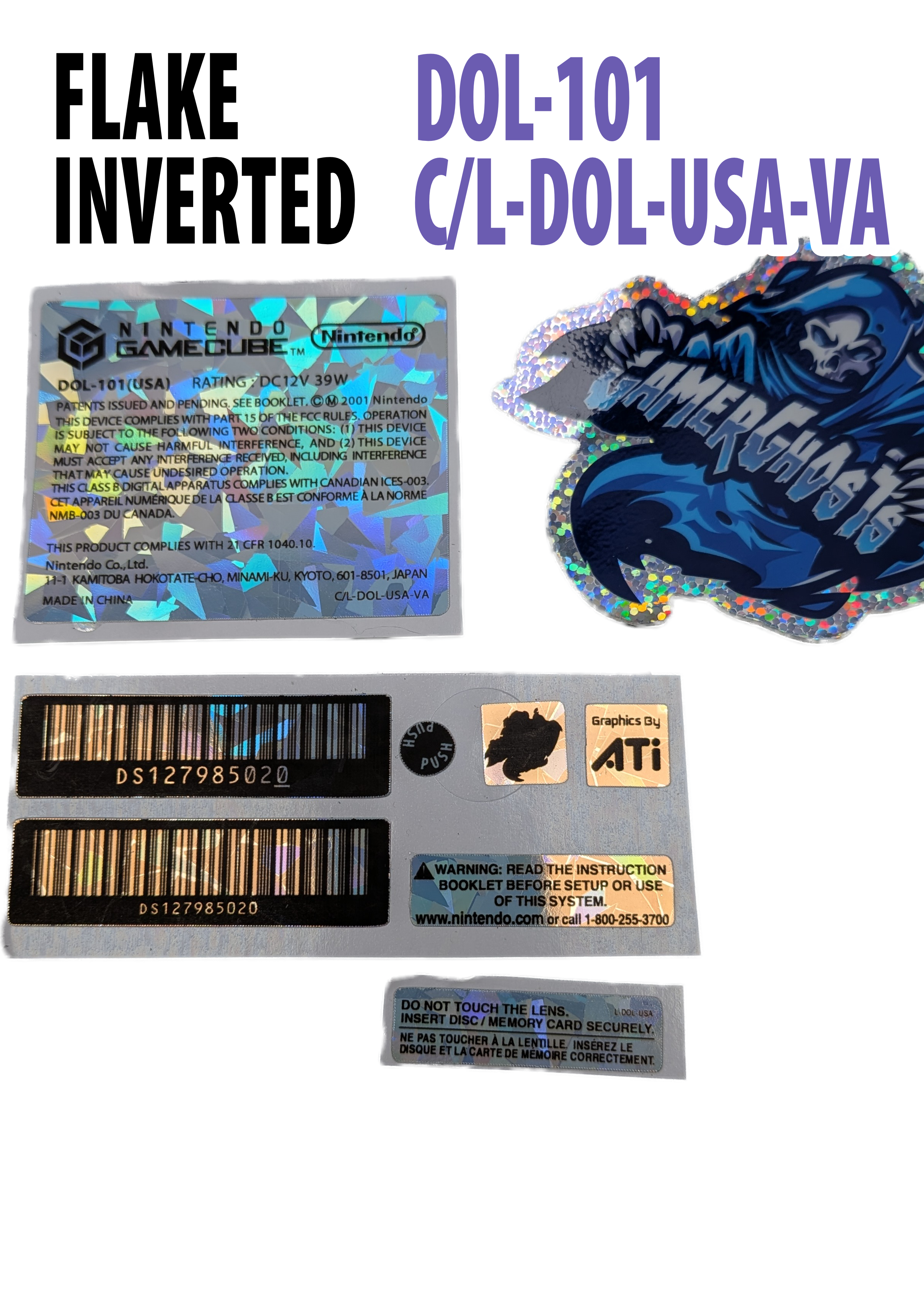 Nintendo GameCube Console Label / Decal / Sticker Set - USA / CAN - NTSC