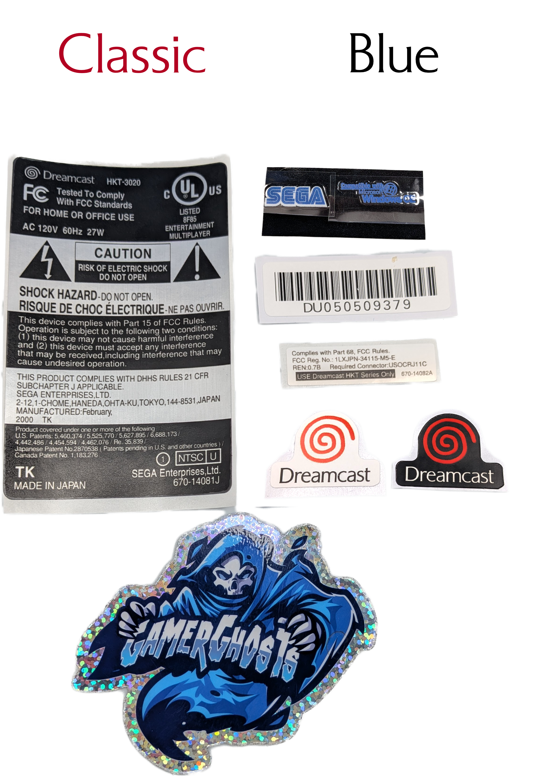 Sega Dreamcast Replacement Label / Decal Set - USA / CAN NTSC - VA0 / VA1 / VA2