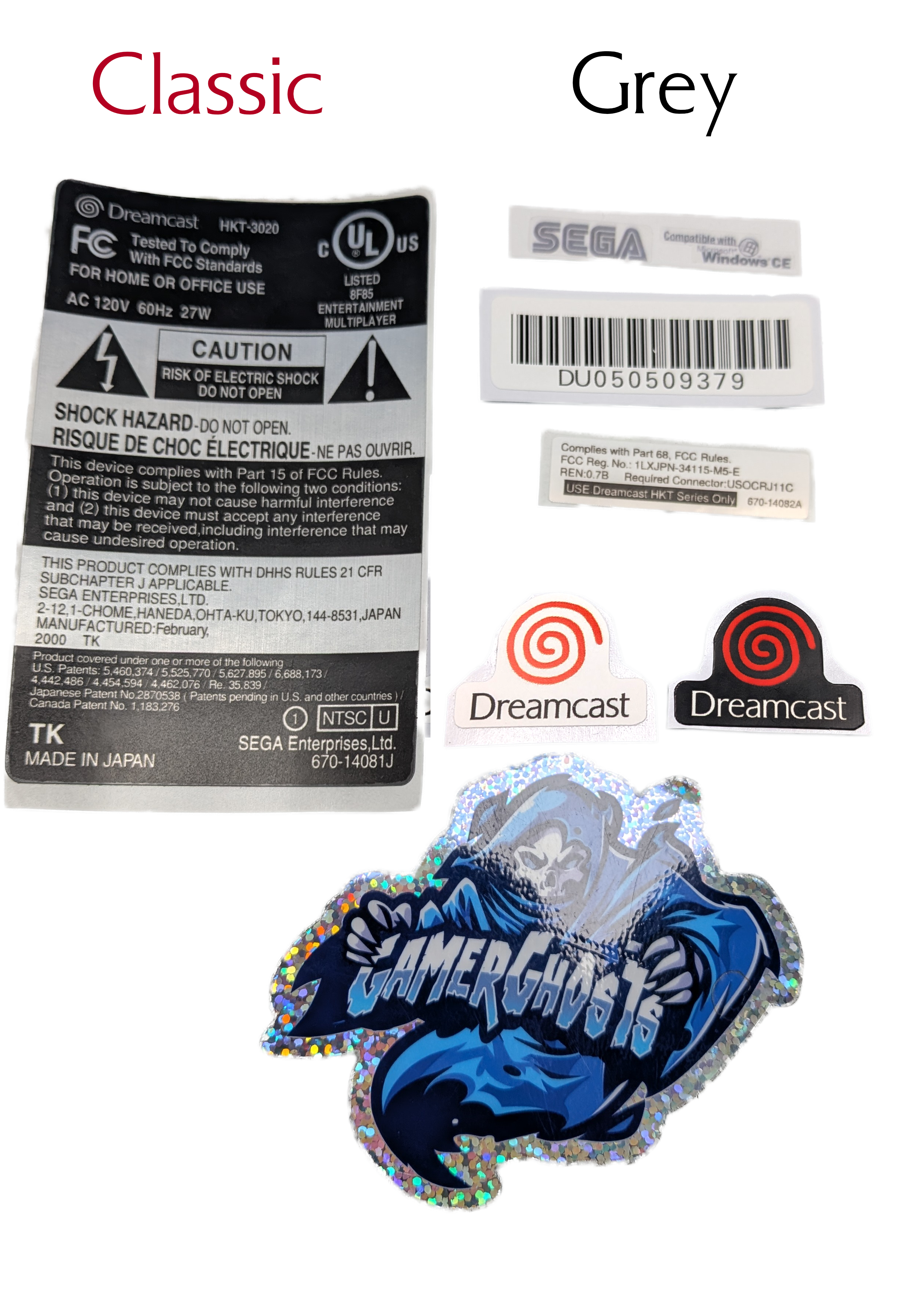 Sega Dreamcast Replacement Label / Decal Set - USA / CAN NTSC - VA0 / VA1 / VA2