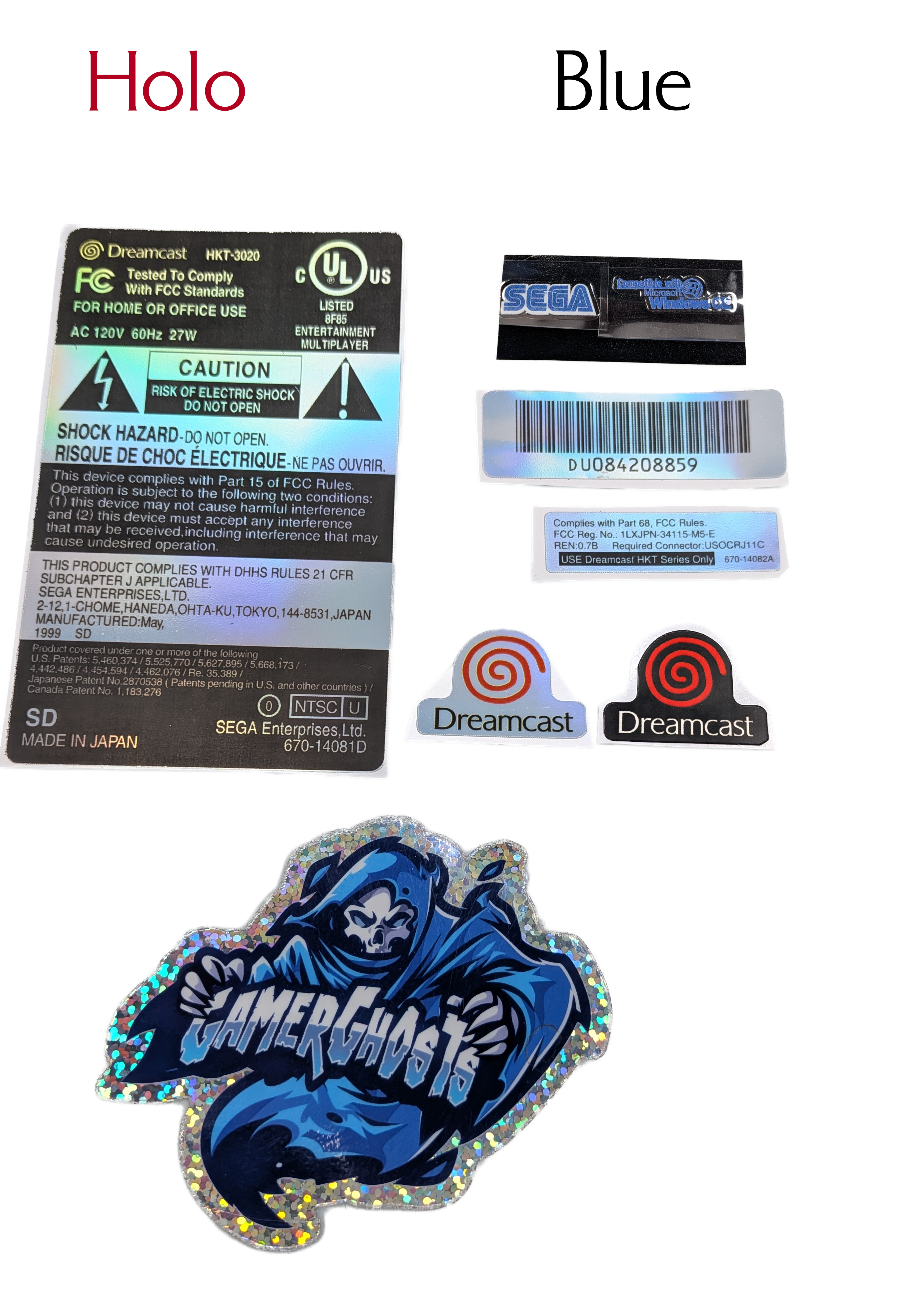 Sega Dreamcast Replacement Label / Decal Set - USA / CAN NTSC - VA0 / VA1 / VA2