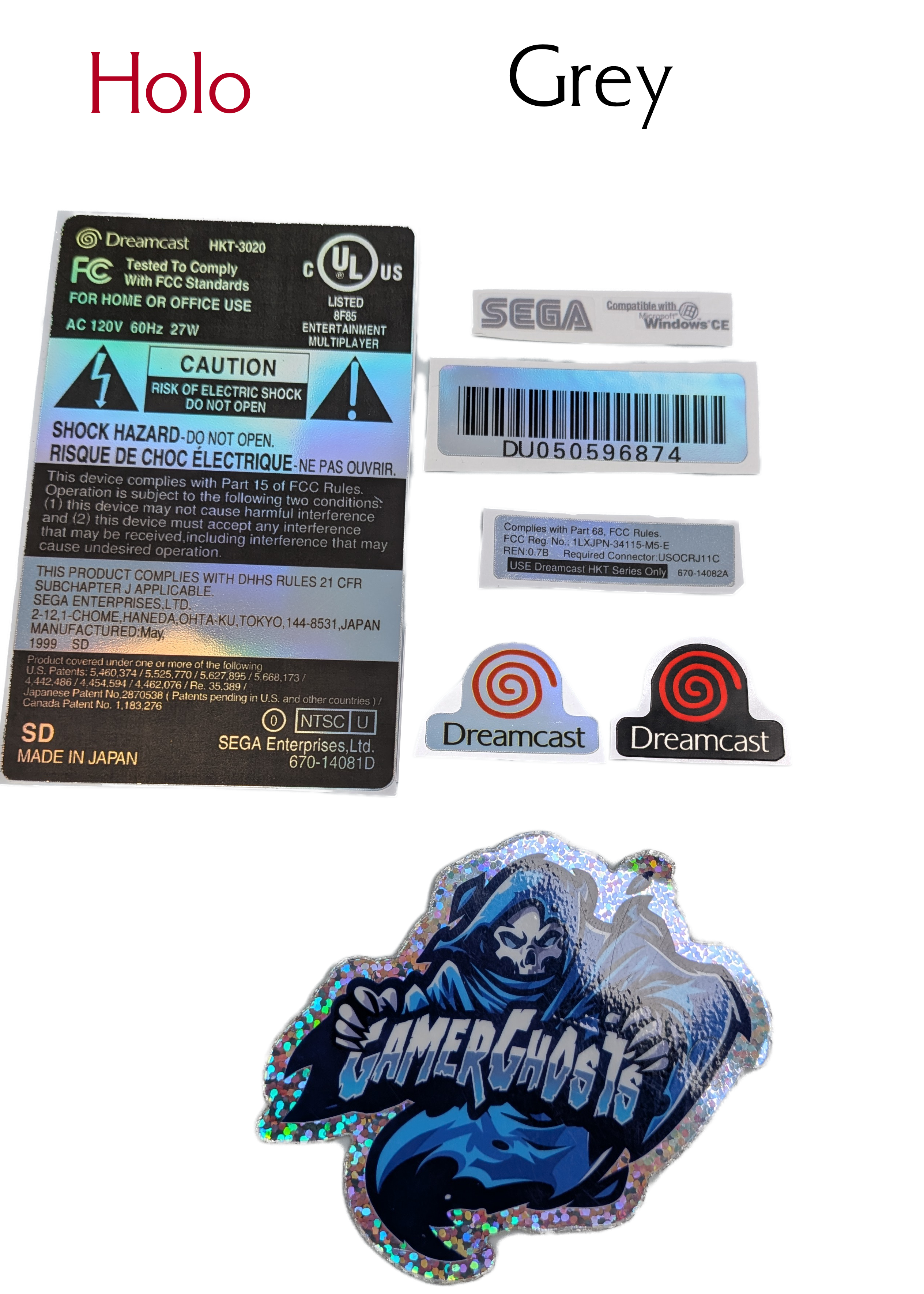 Sega Dreamcast Replacement Label / Decal Set - USA / CAN NTSC - VA0 / VA1 / VA2