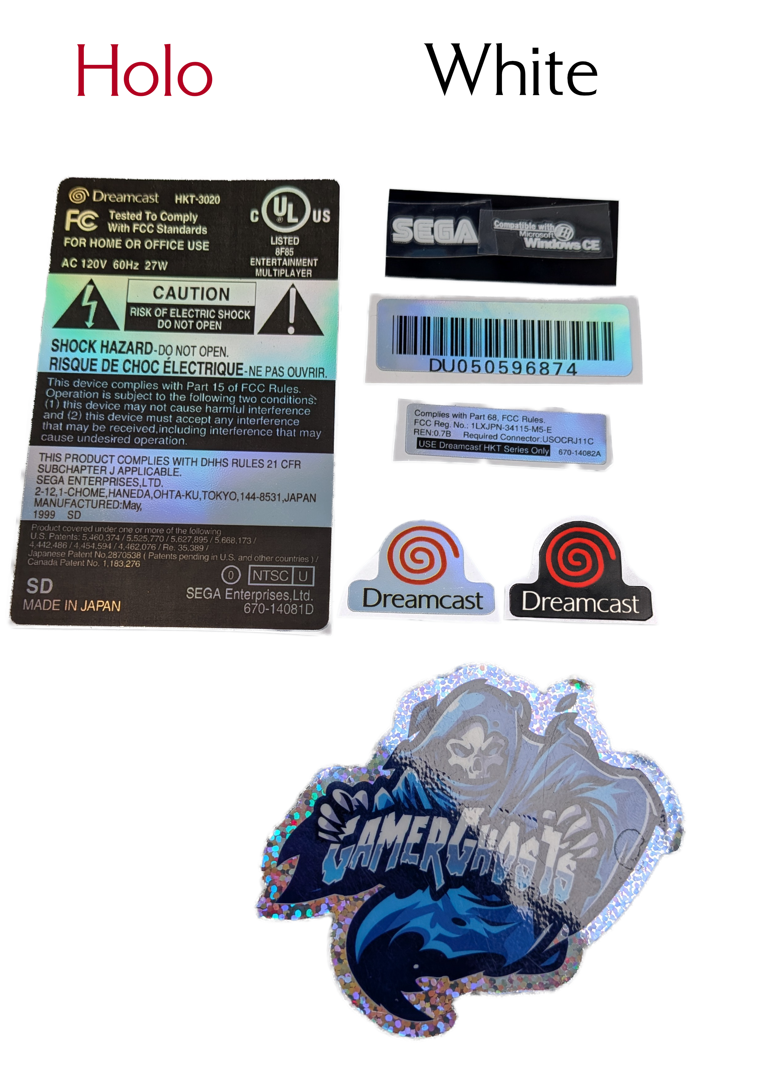 Sega Dreamcast Replacement Label / Decal Set - USA / CAN NTSC - VA0 / VA1 / VA2