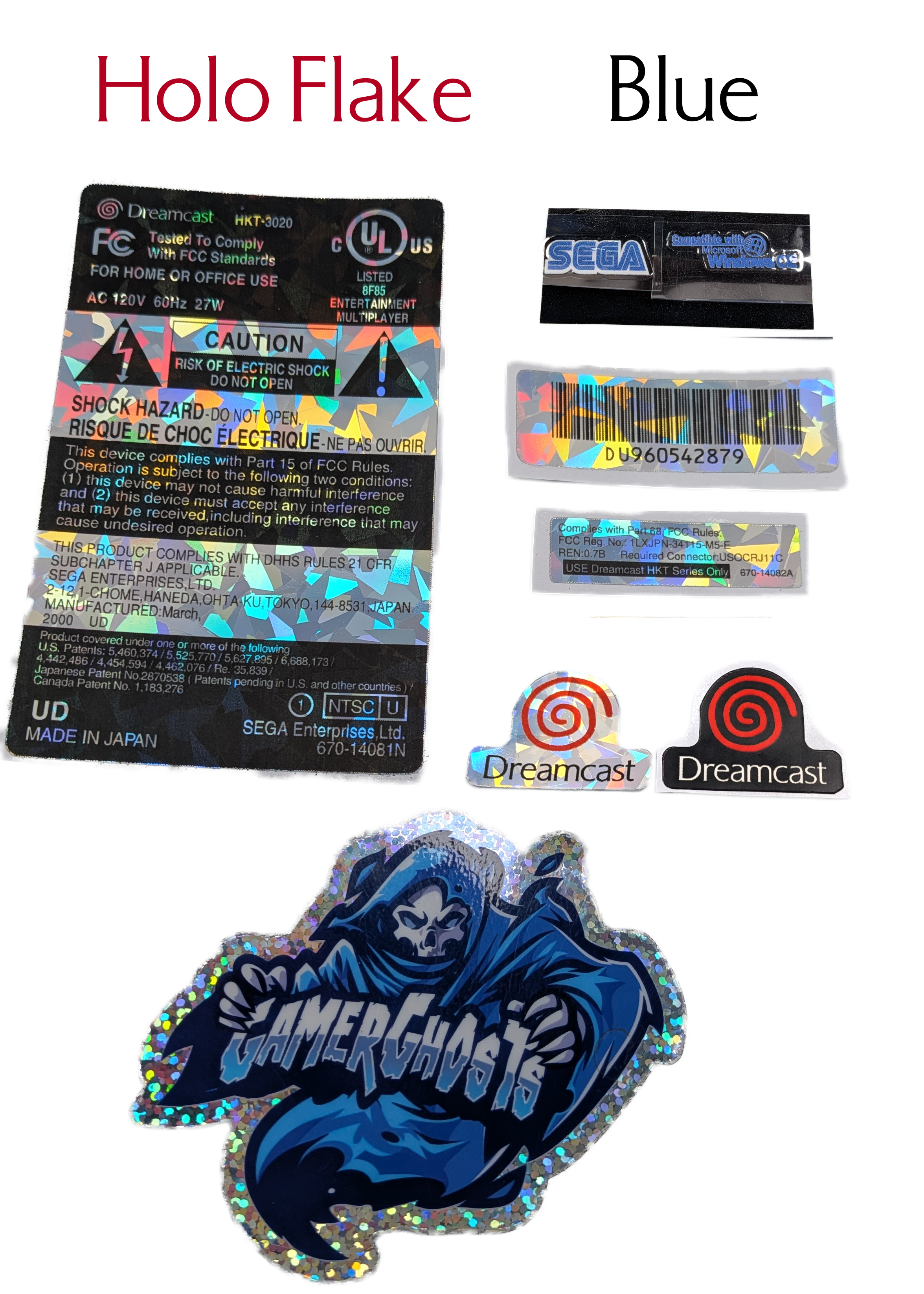 Sega Dreamcast Replacement Label / Decal Set - USA / CAN NTSC - VA0 / VA1 / VA2