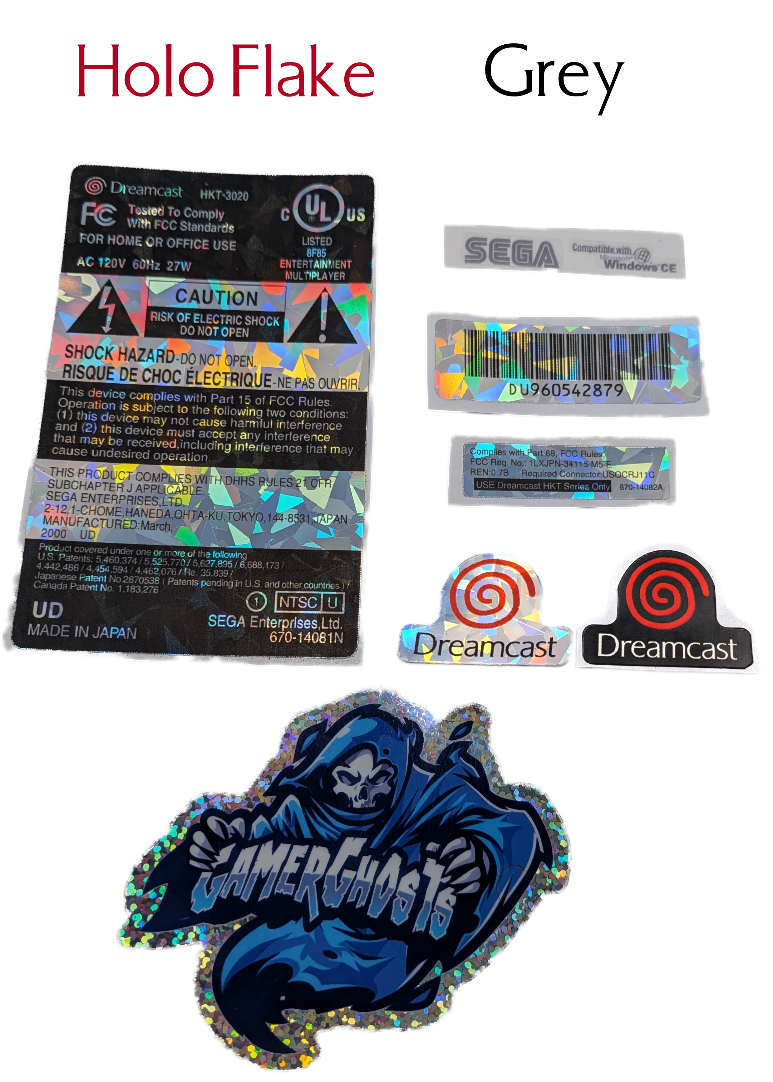 Sega Dreamcast Replacement Label / Decal Set - USA / CAN NTSC - VA0 / VA1 / VA2