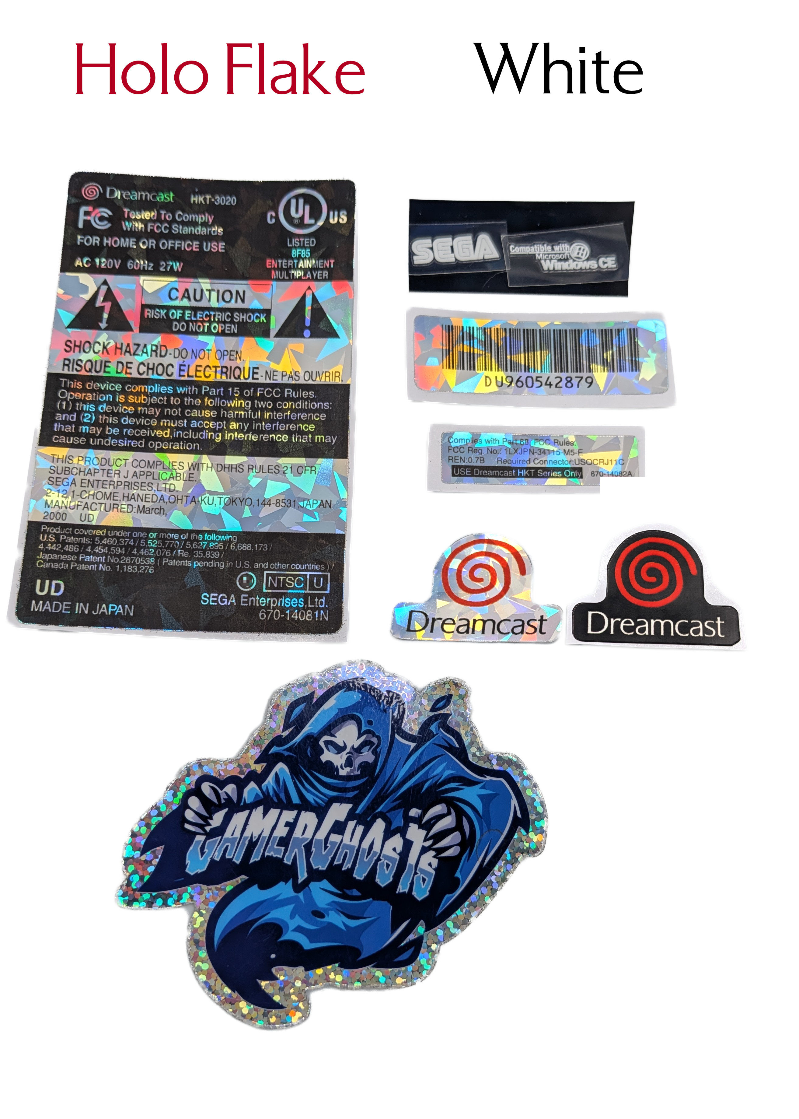 Sega Dreamcast Replacement Label / Decal Set - USA / CAN NTSC - VA0 / VA1 / VA2