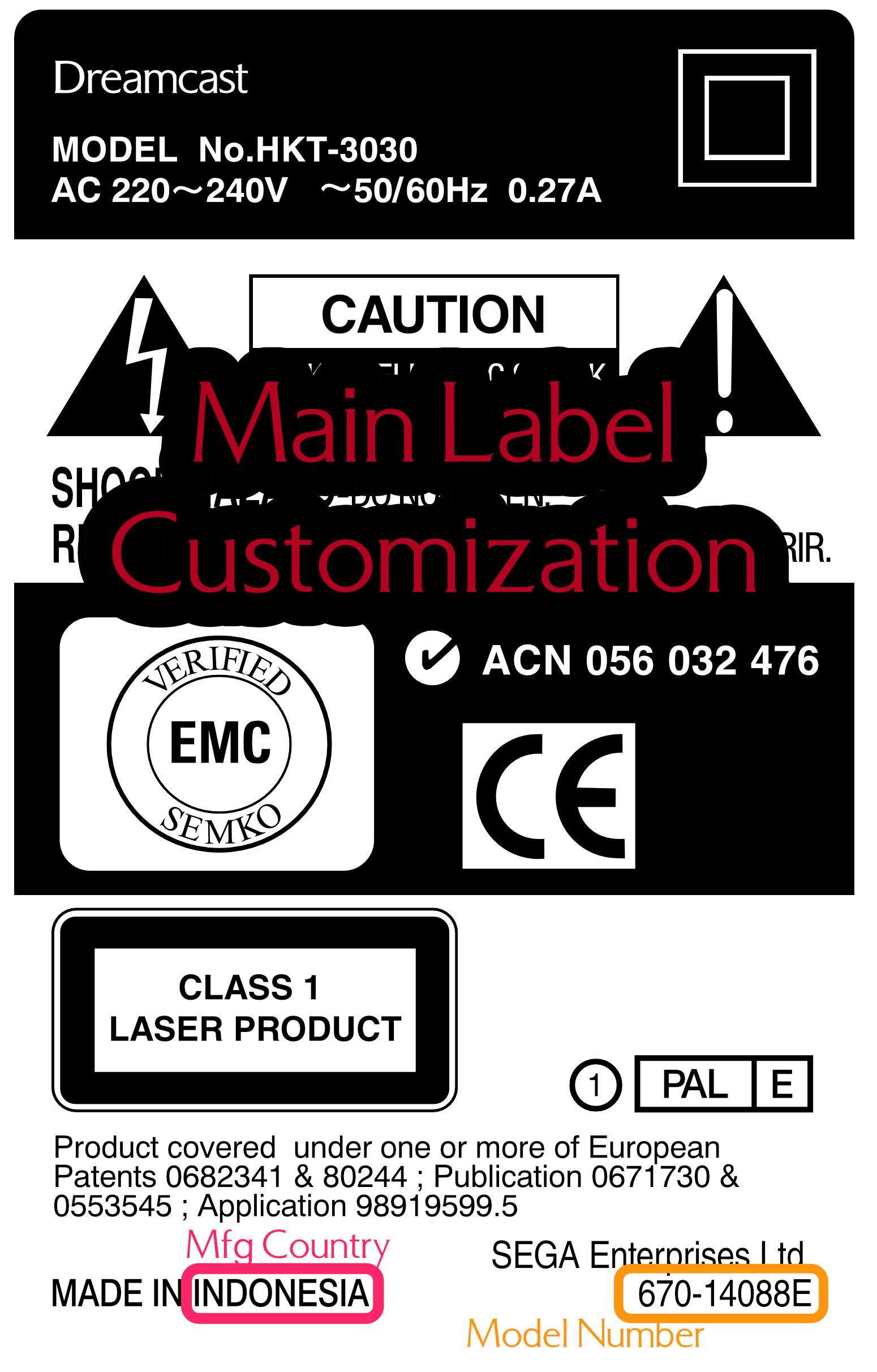Sega Dreamcast Replacement Labels - Personalization Add-On