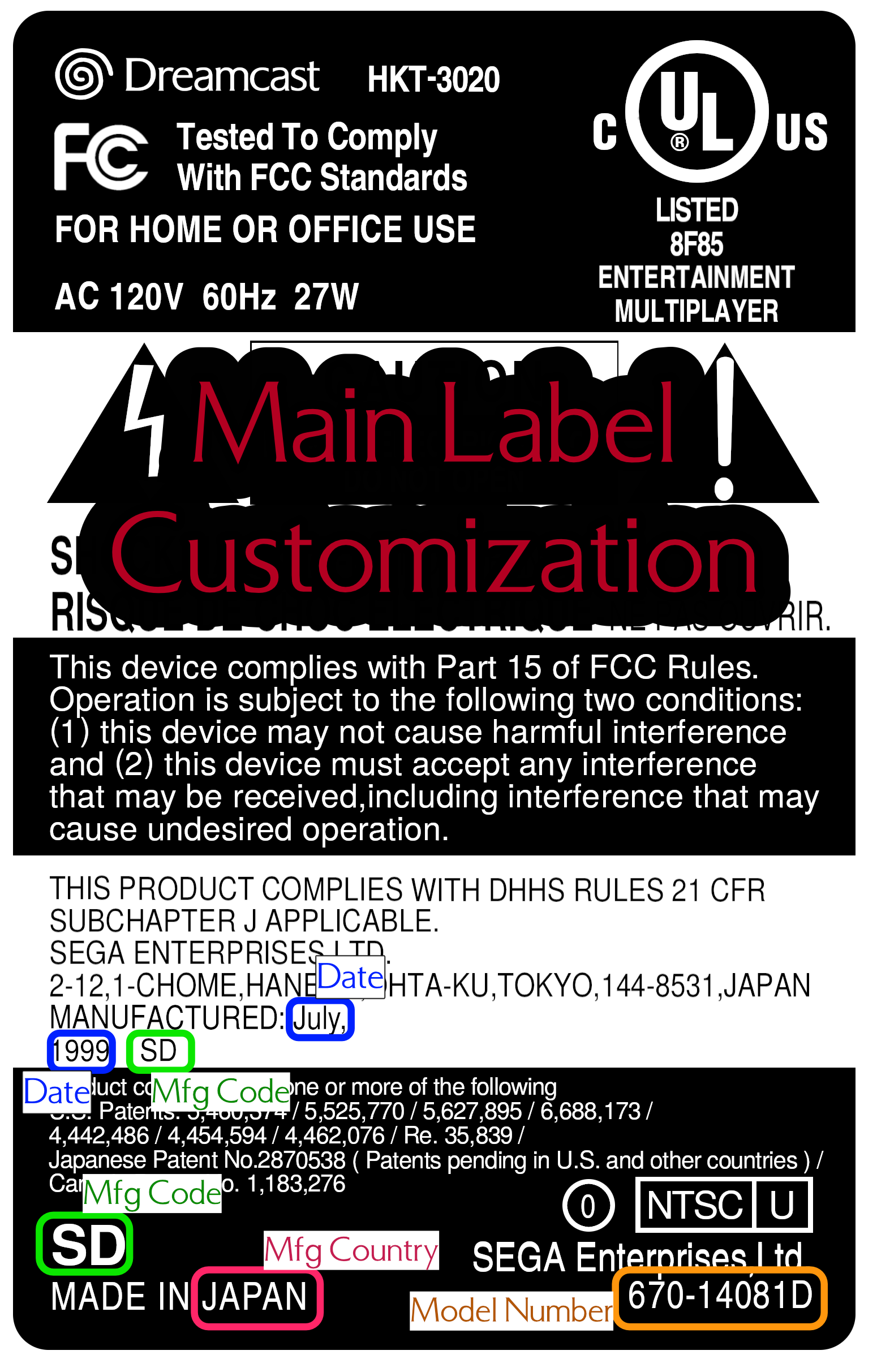 Sega Dreamcast Replacement Labels - Personalization Add-On