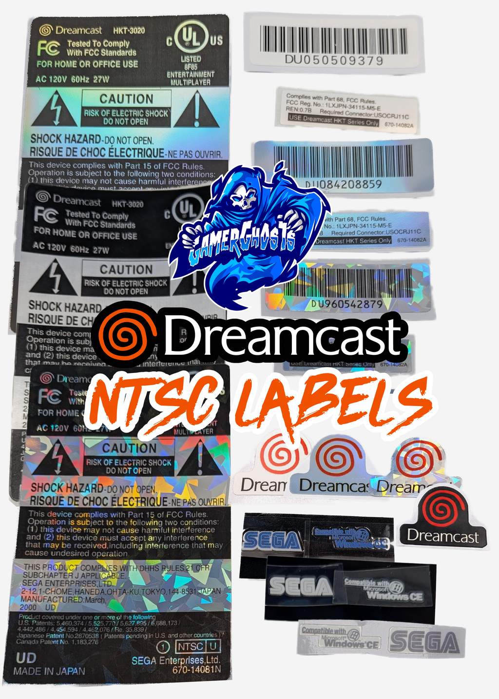 Sega Dreamcast Replacement Label / Decal Set - USA / CAN NTSC - VA0 / VA1 / VA2