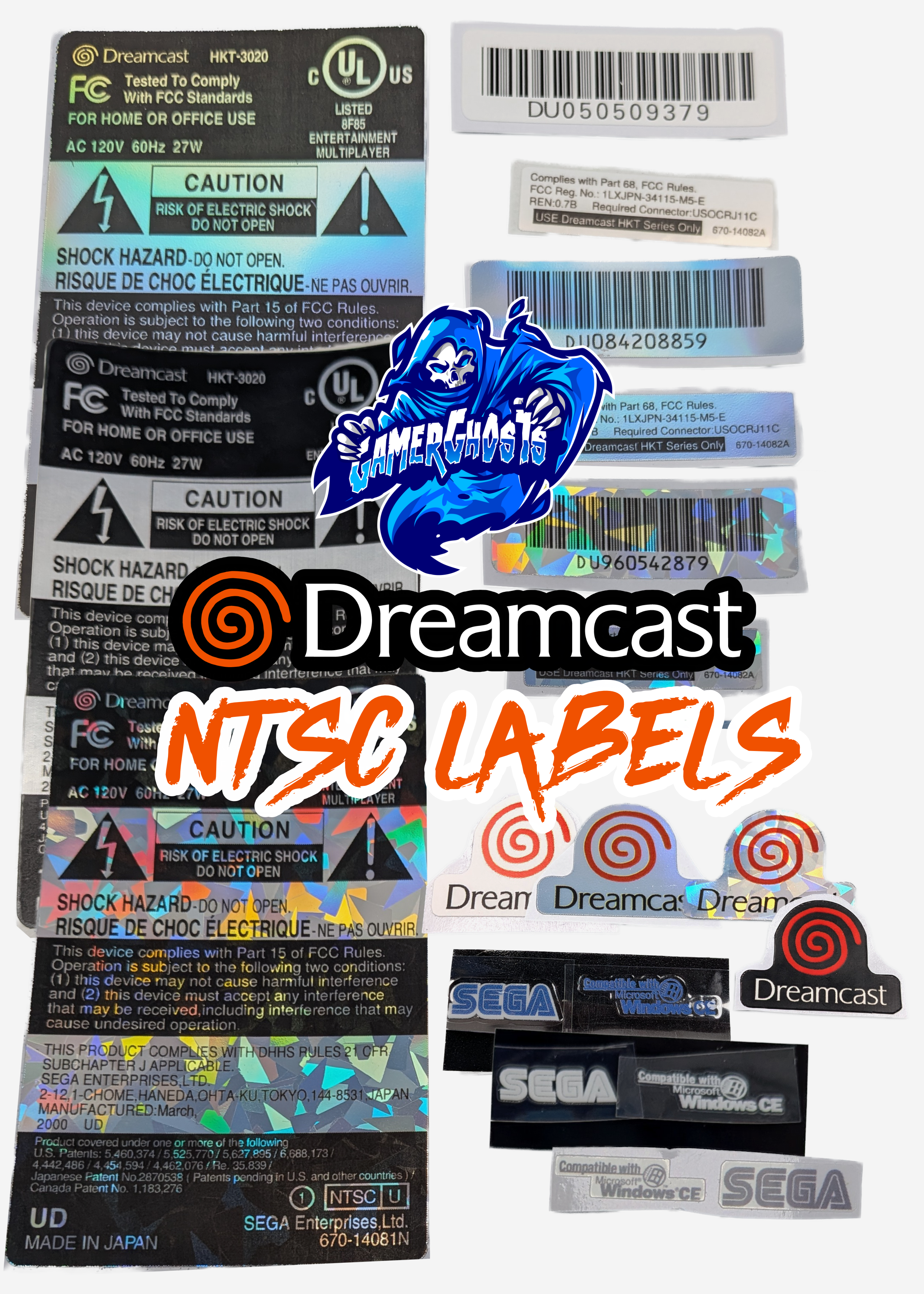 Sega Dreamcast Replacement Label / Decal Set - USA / CAN NTSC - VA0 / VA1 / VA2