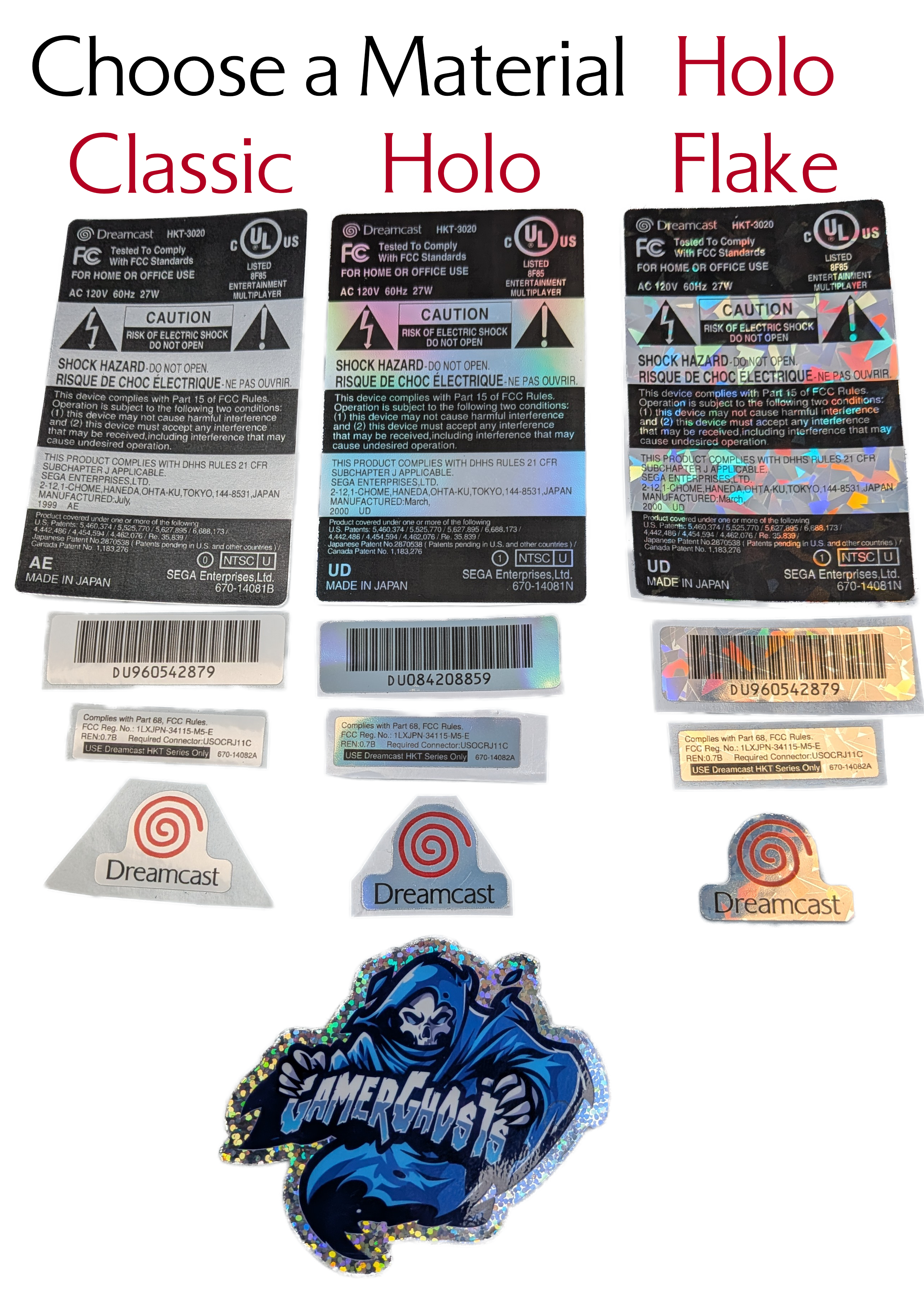 Sega Dreamcast Replacement Labels / Label Set - USA - VA0 VA1 VA2
