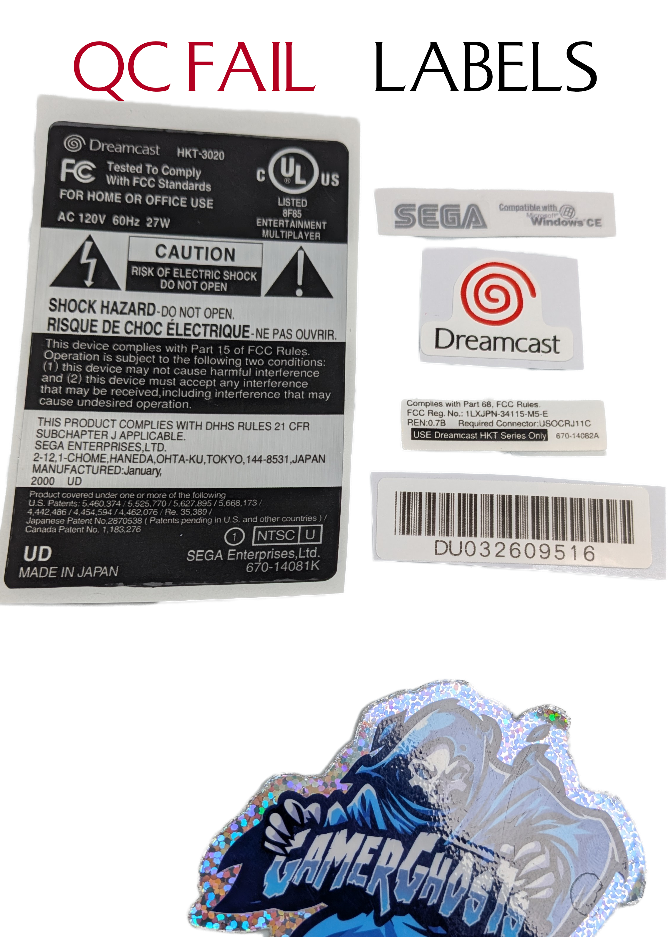 Sega Dreamcast QC FAIL / FLAWED Labels / Label Set