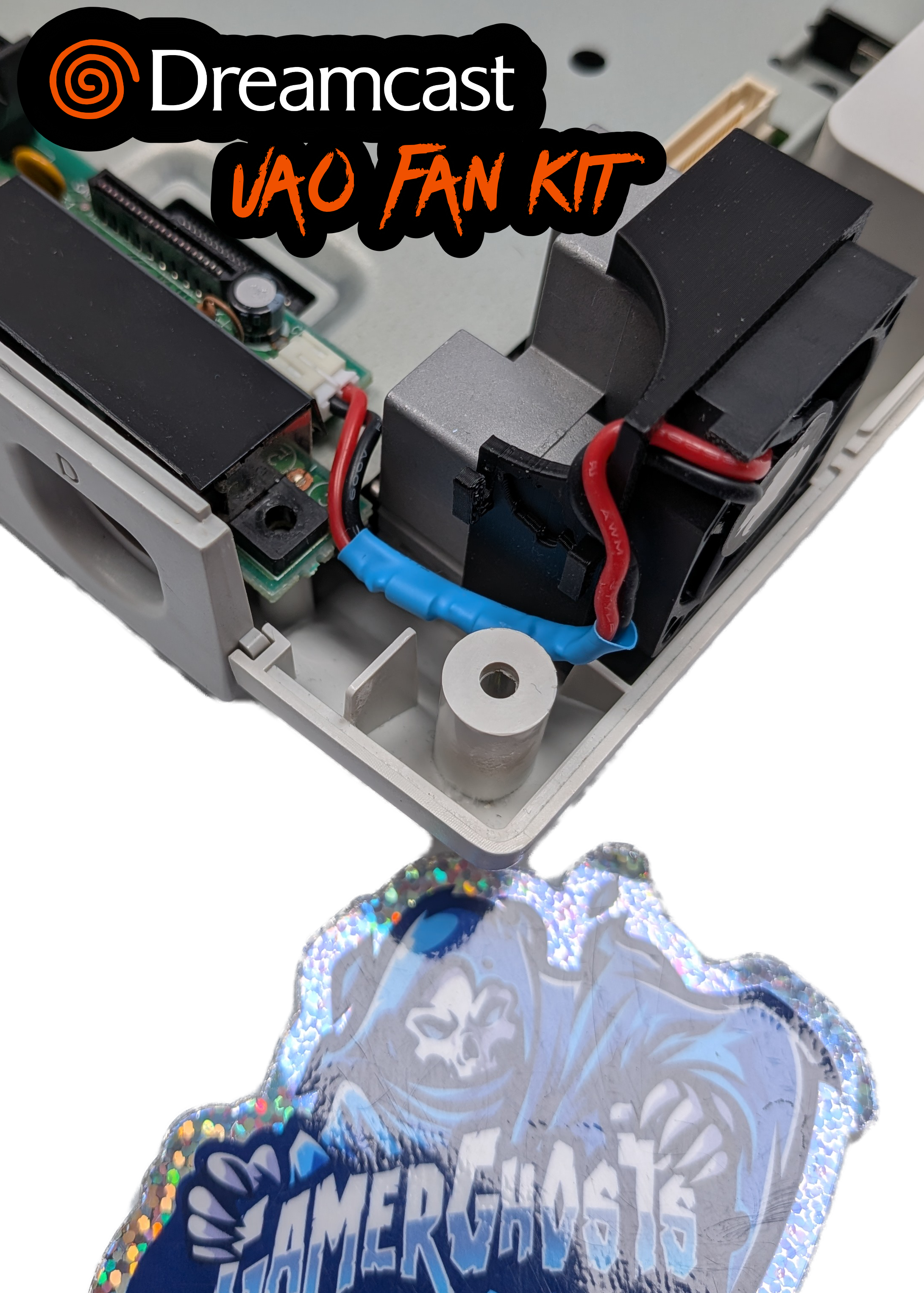 Sega Dreamcast VA0 New Replacement Fan and Mount - High Flow and Quiet