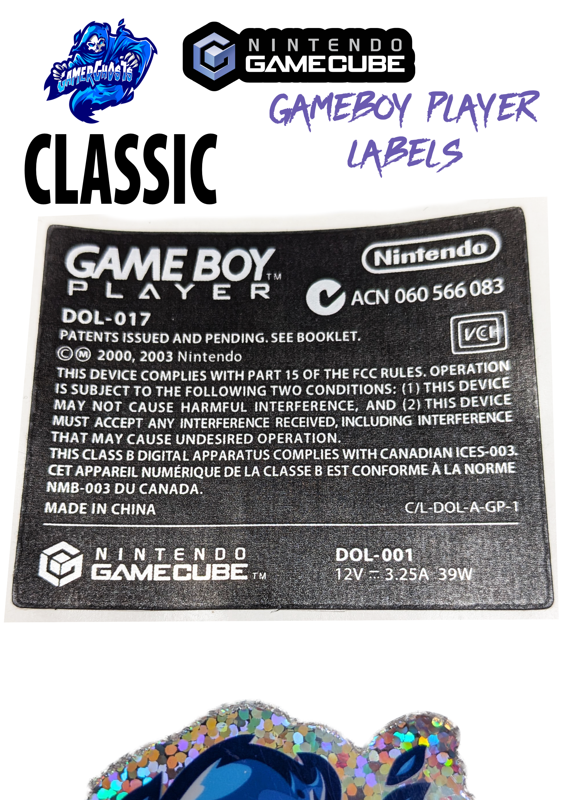 Nintendo GameCube Gameboy Player Label / Decal / Sticker