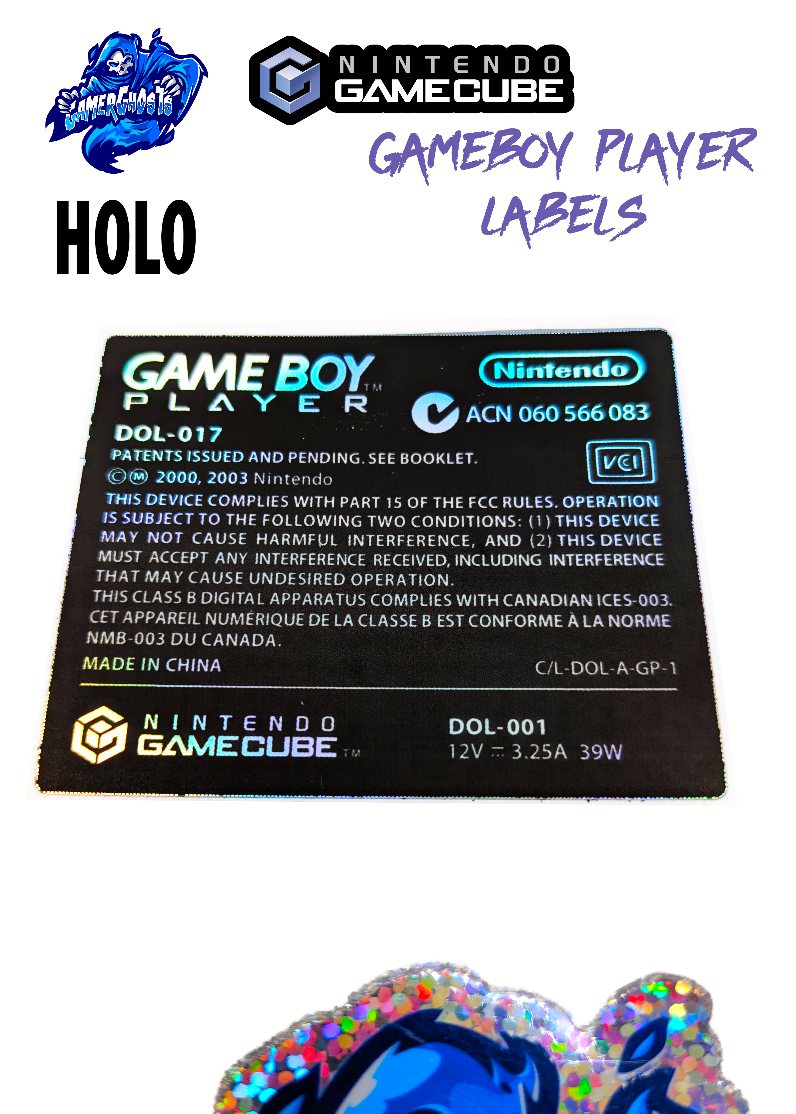 Nintendo GameCube Gameboy Player Label / Decal / Sticker