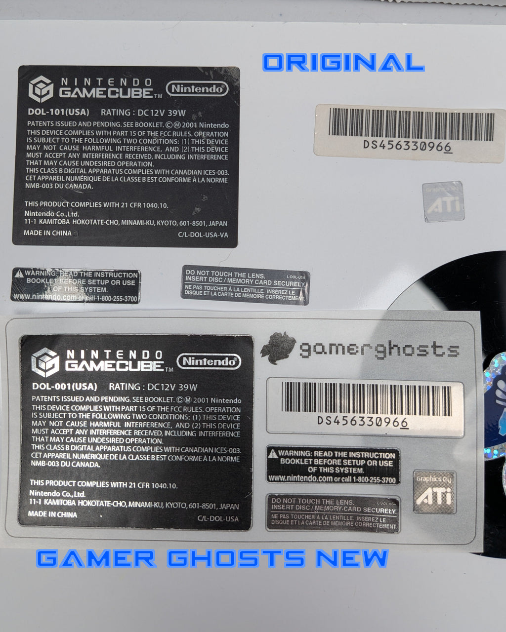 Nintendo GameCube Console Labels / Sticker Set
