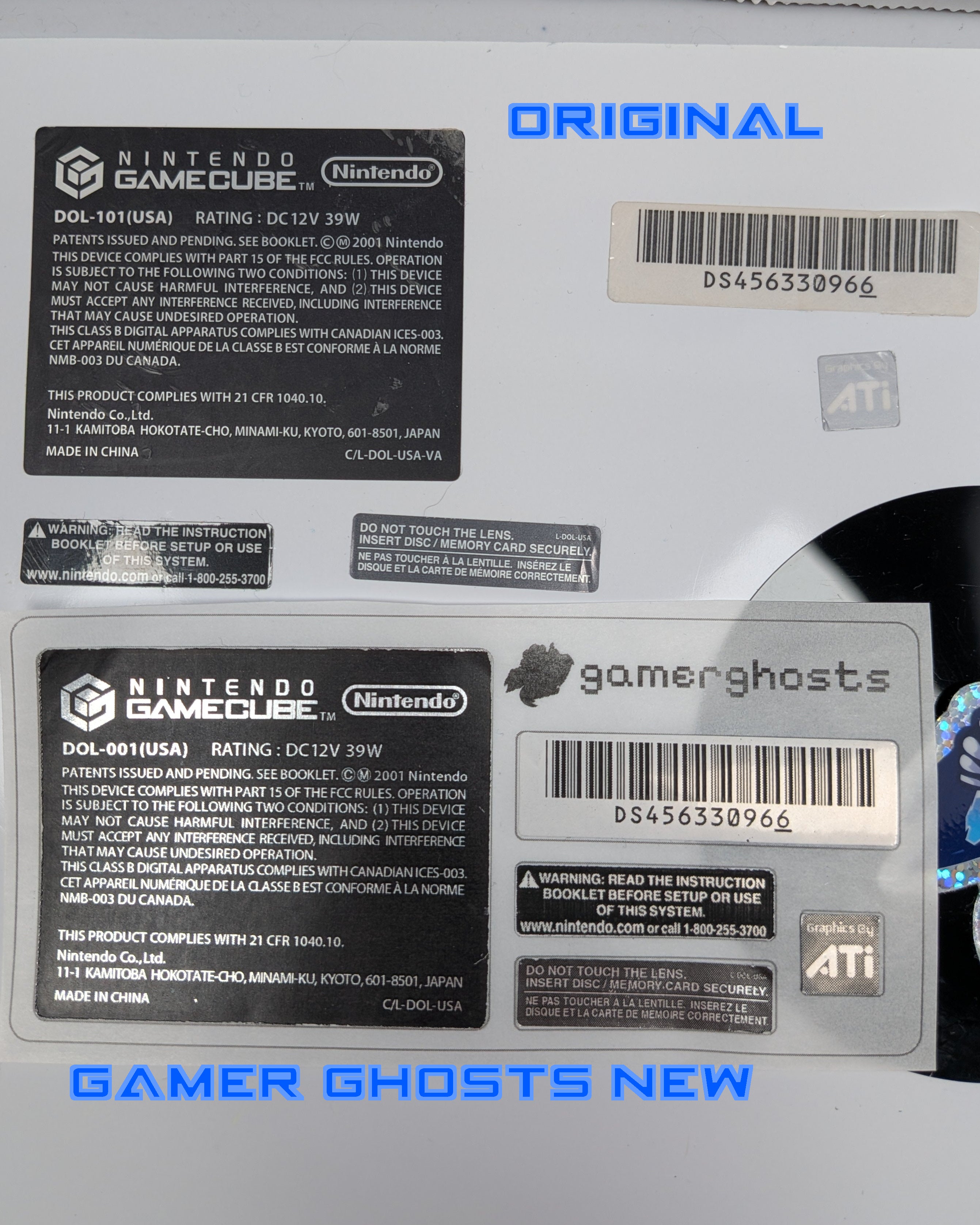 Nintendo GameCube Console Labels / Sticker Set