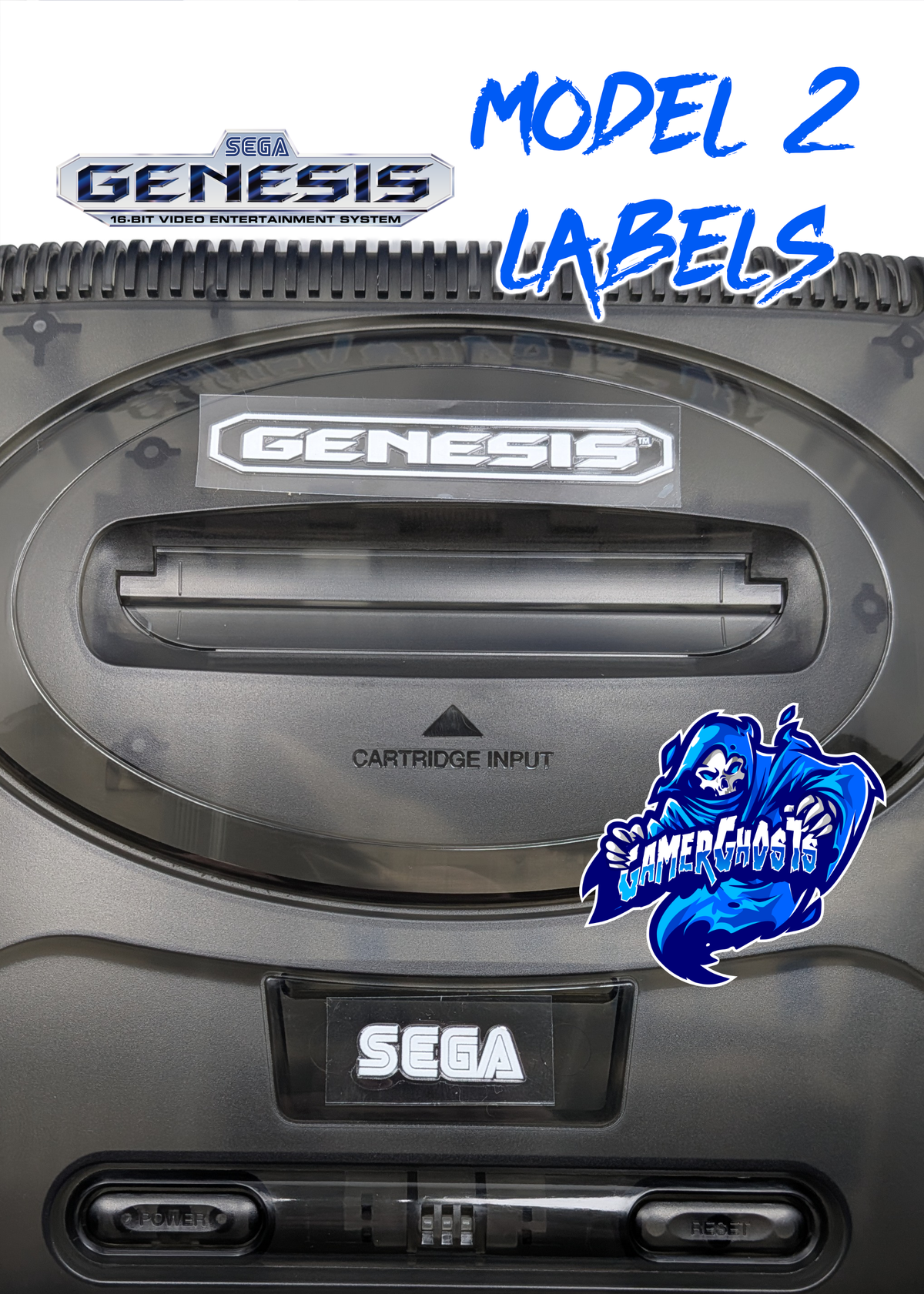 Sega Genesis Model 2 Front Labels / Decals / Stickers - White
