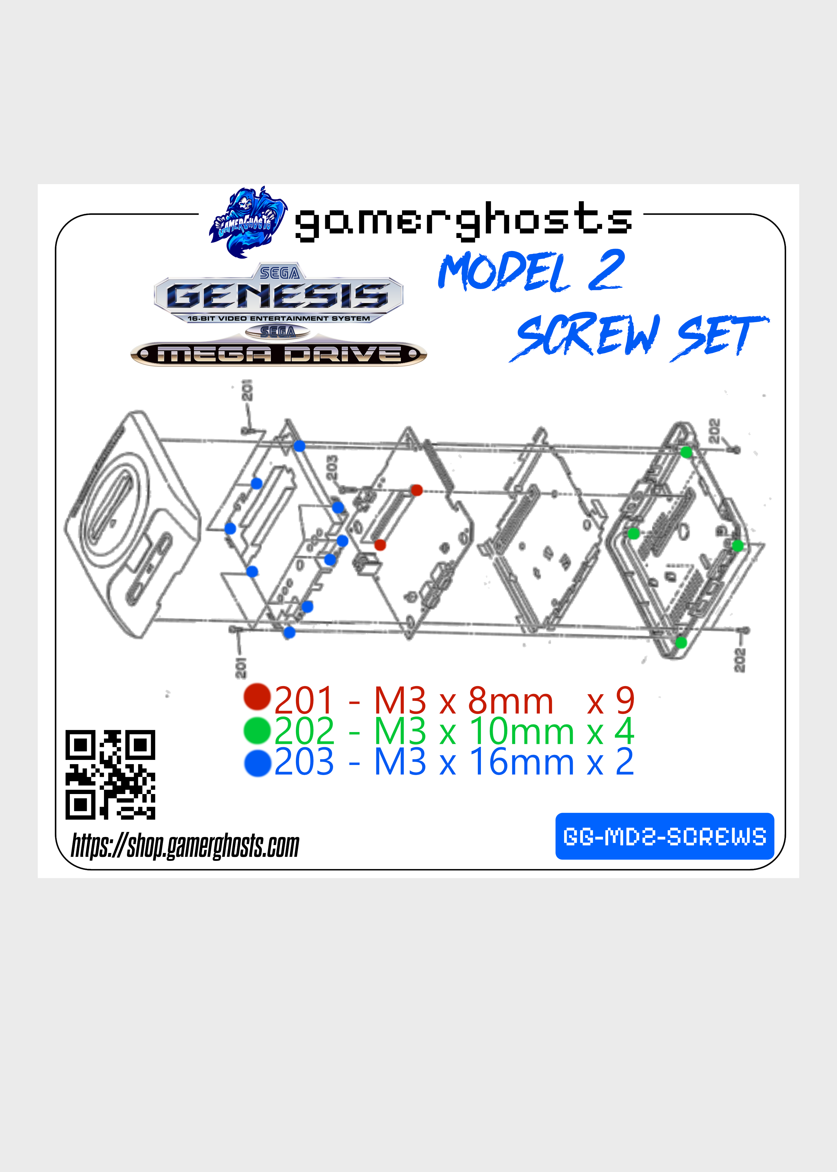 Sega Genesis / Mega Drive Model 2 Screw Kit / Screws Set - New Replacement