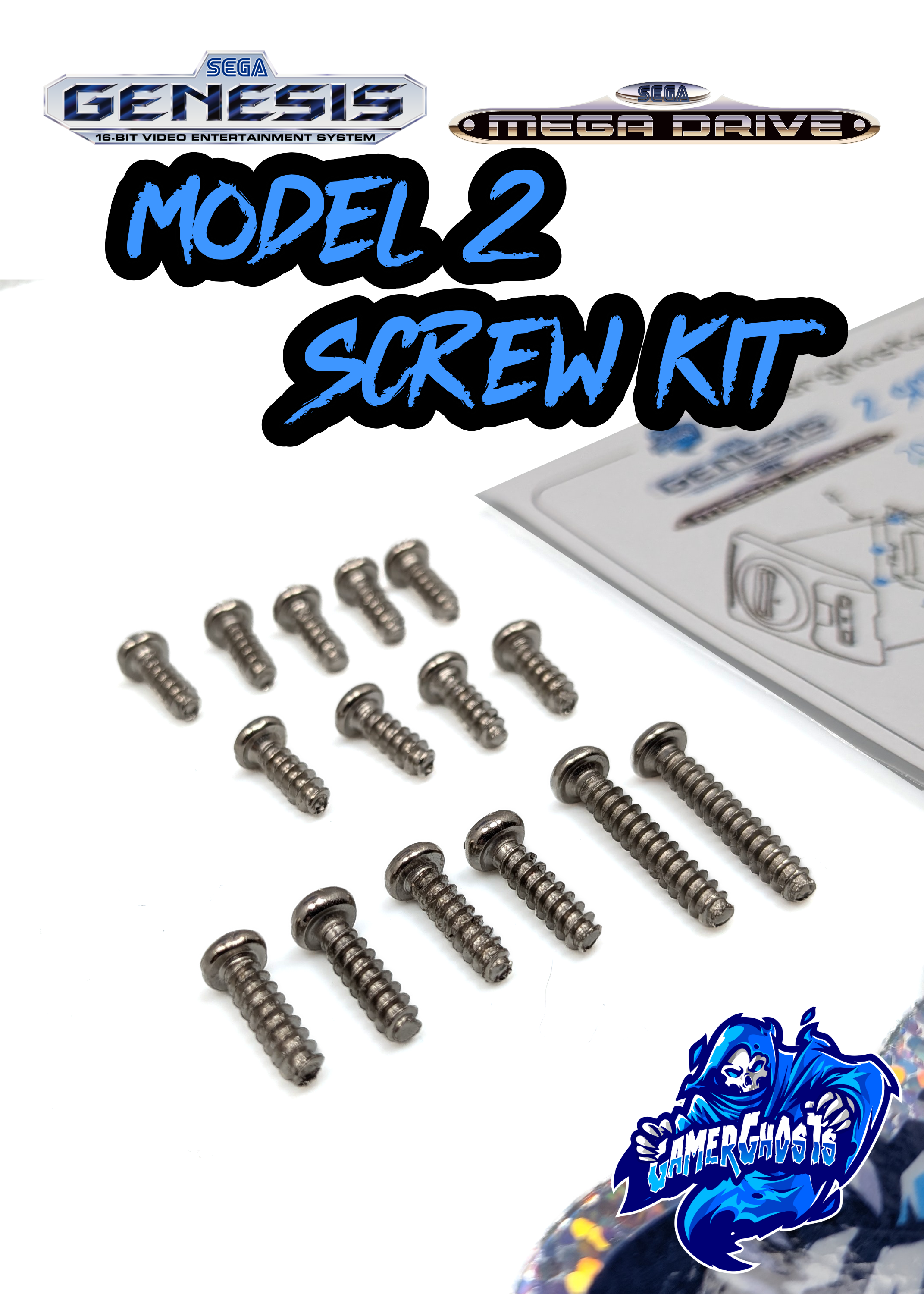Sega Genesis / Mega Drive Model 2 Screw Kit / Screws Set - New Replacement