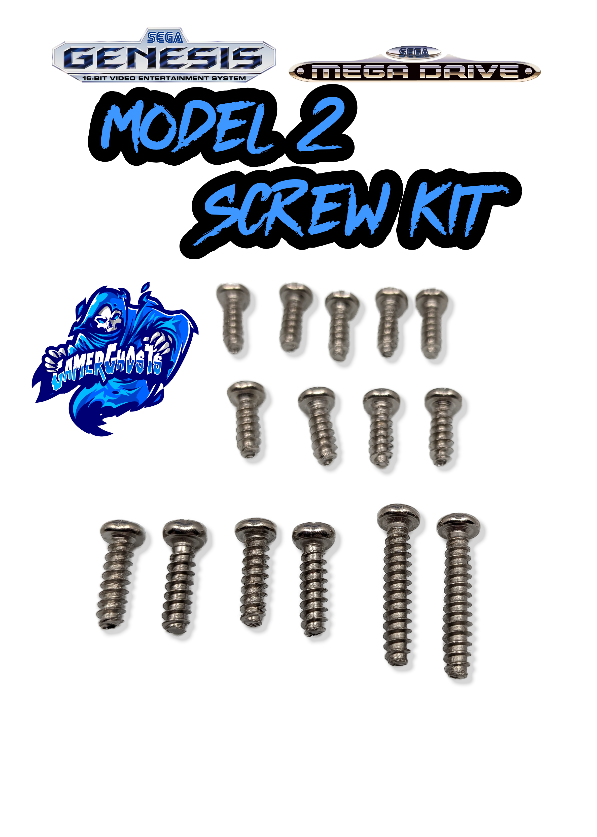 Sega Genesis / Mega Drive Model 2 Screw Kit / Screws Set - New Replacement