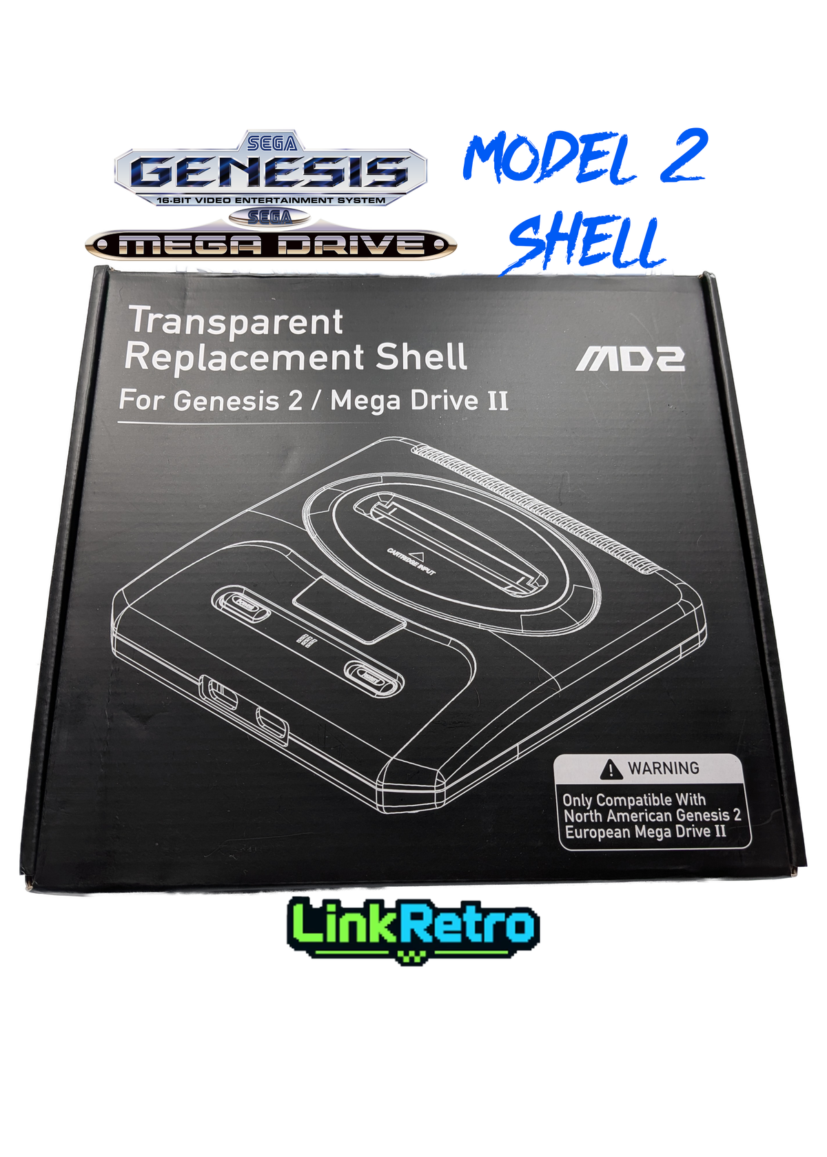 LinkRetro Sega Genesis / Mega Drive 2 Replacement Shell