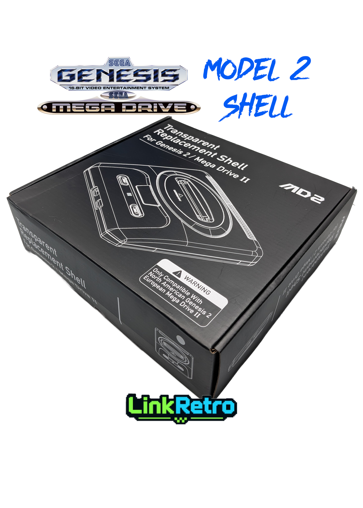 LinkRetro Sega Genesis / Mega Drive 2 Replacement Shell
