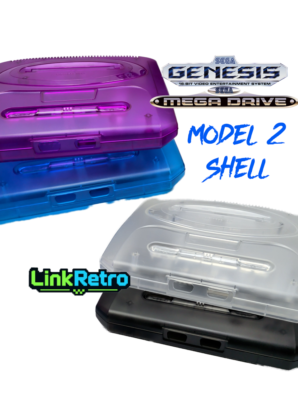 LinkRetro Sega Genesis / Mega Drive 2 Replacement Shell