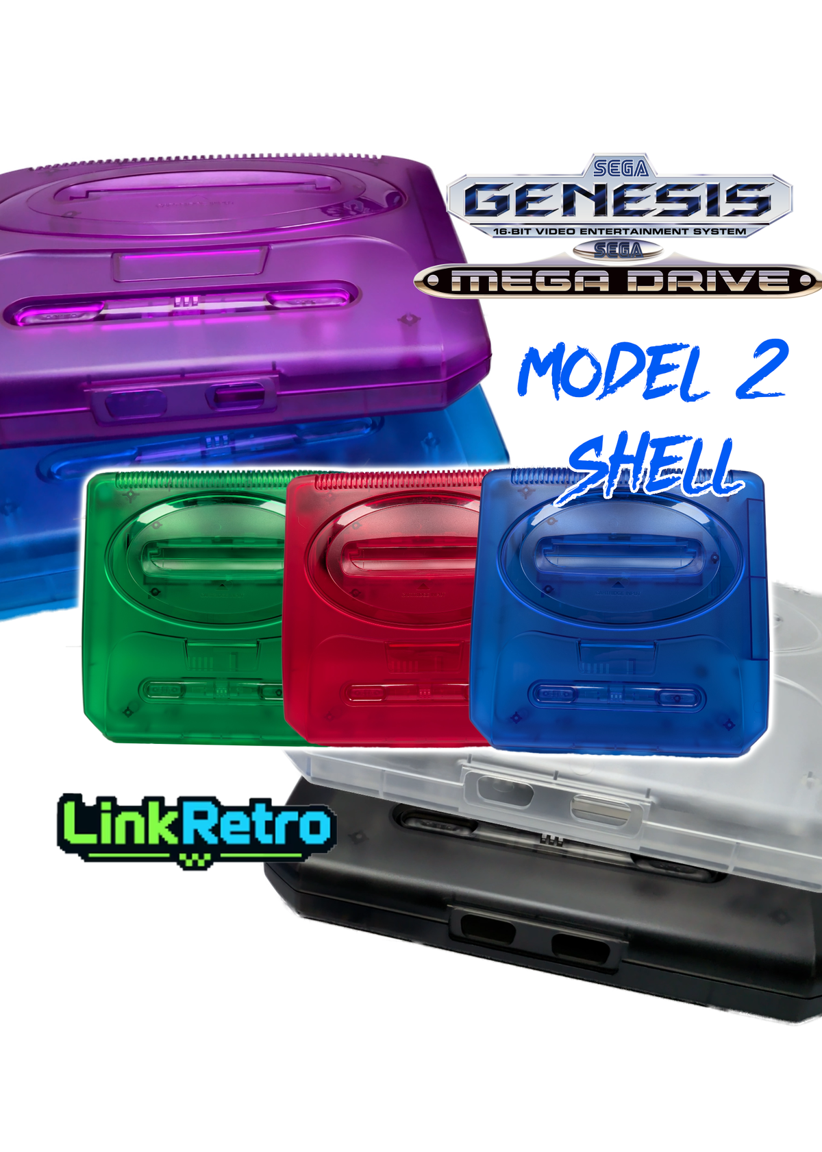 LinkRetro Sega Genesis / Mega Drive 2 Replacement Shell