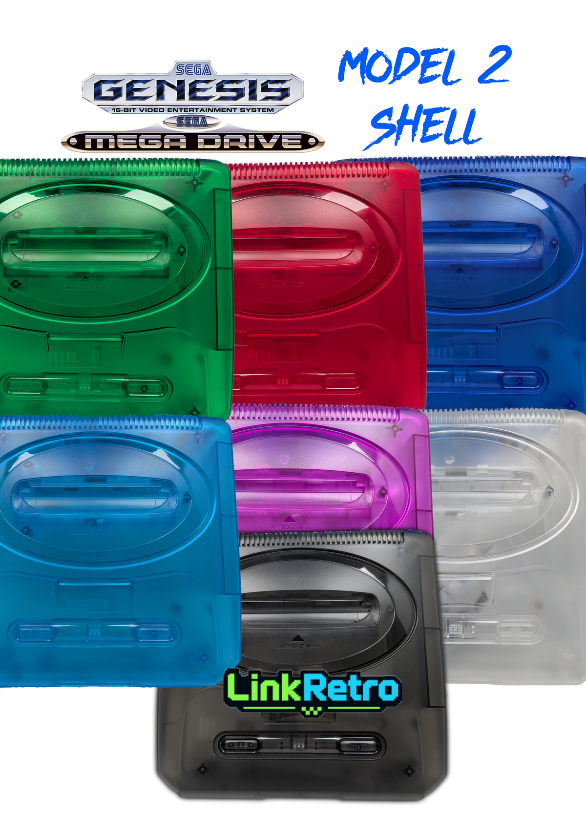LinkRetro Sega Genesis / Mega Drive 2 Replacement Shell