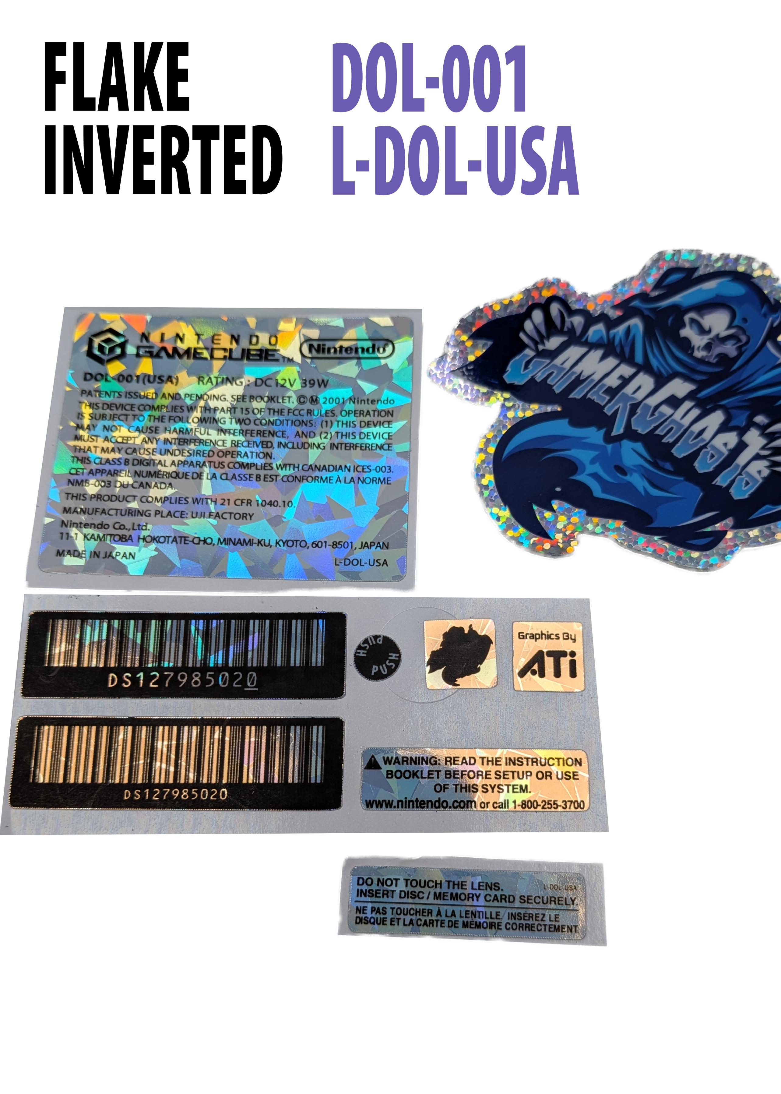 Nintendo GameCube Console Label / Decal / Sticker Set - USA / CAN - NTSC