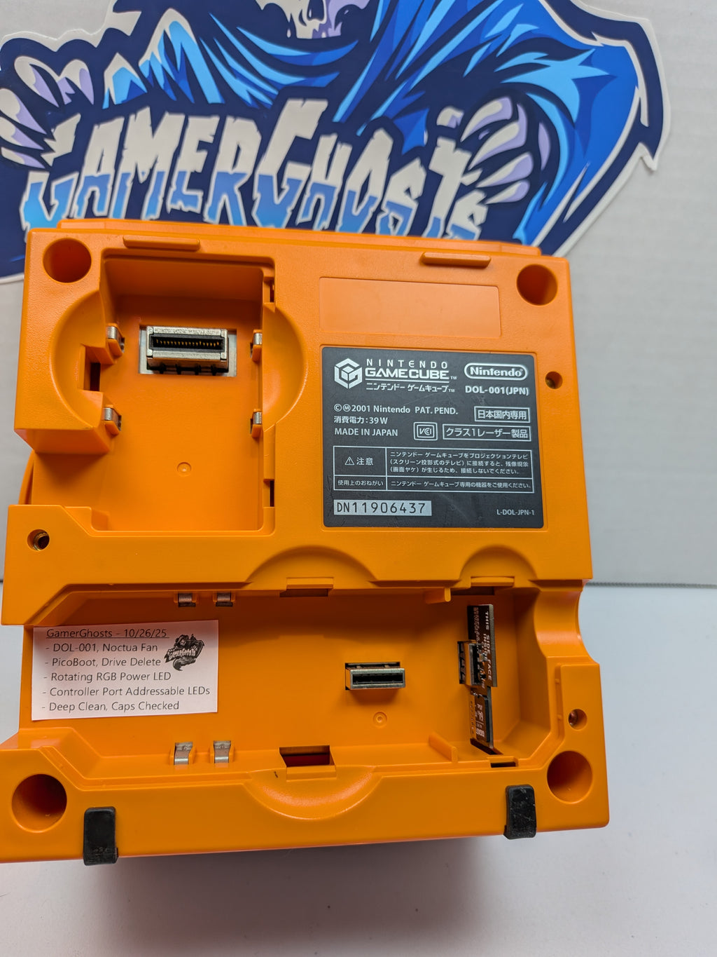 Nintendo Gamecube - Spice Orange - Noctua Fan Mod + PicoBoot Drive Delete + RGB LEDs