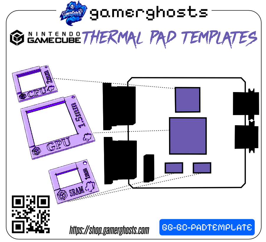 Nintendo GameCube Thermal Pad Cutout Templates / Guides