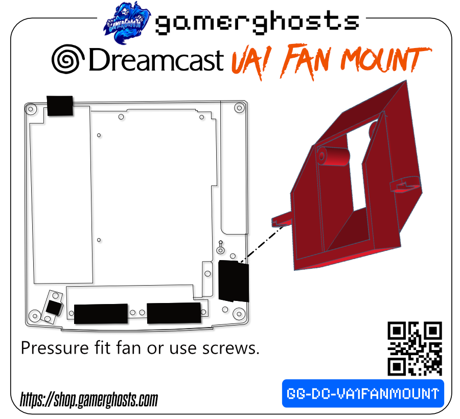 Sega Dreamcast VA1 / VA2.1 Fan Mount / Shroud