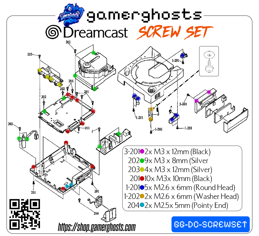 Sega Dreamcast - Complete New Screw Set / Kit