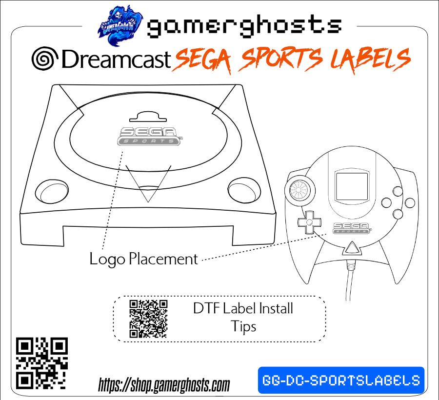Sega Sports Dreamcast Console and Controller Labels / Decals