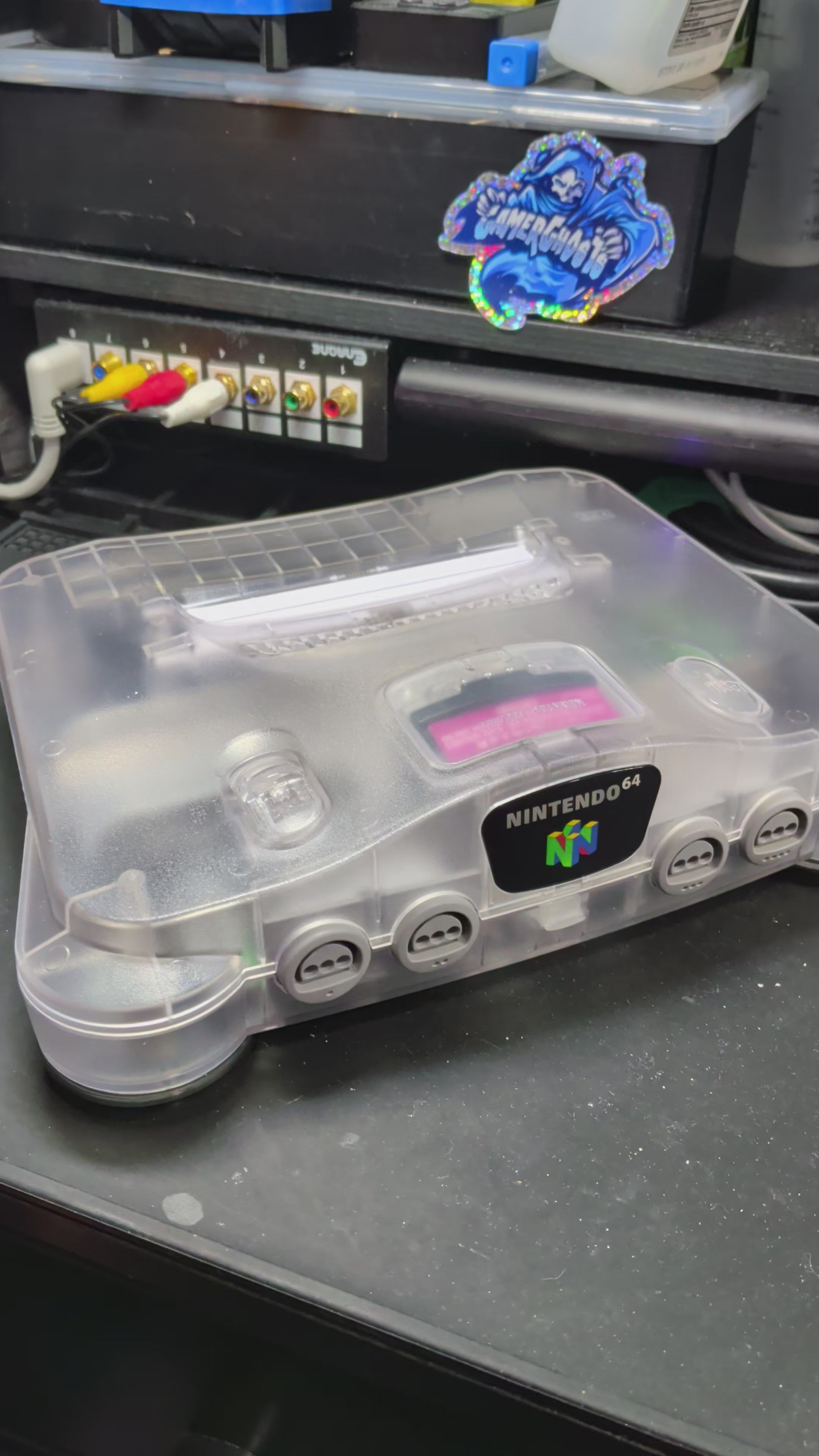 Nintendo 64 N64 Console - Crystal Clear Transparent White + RGB (Deblur/IGR) Mod