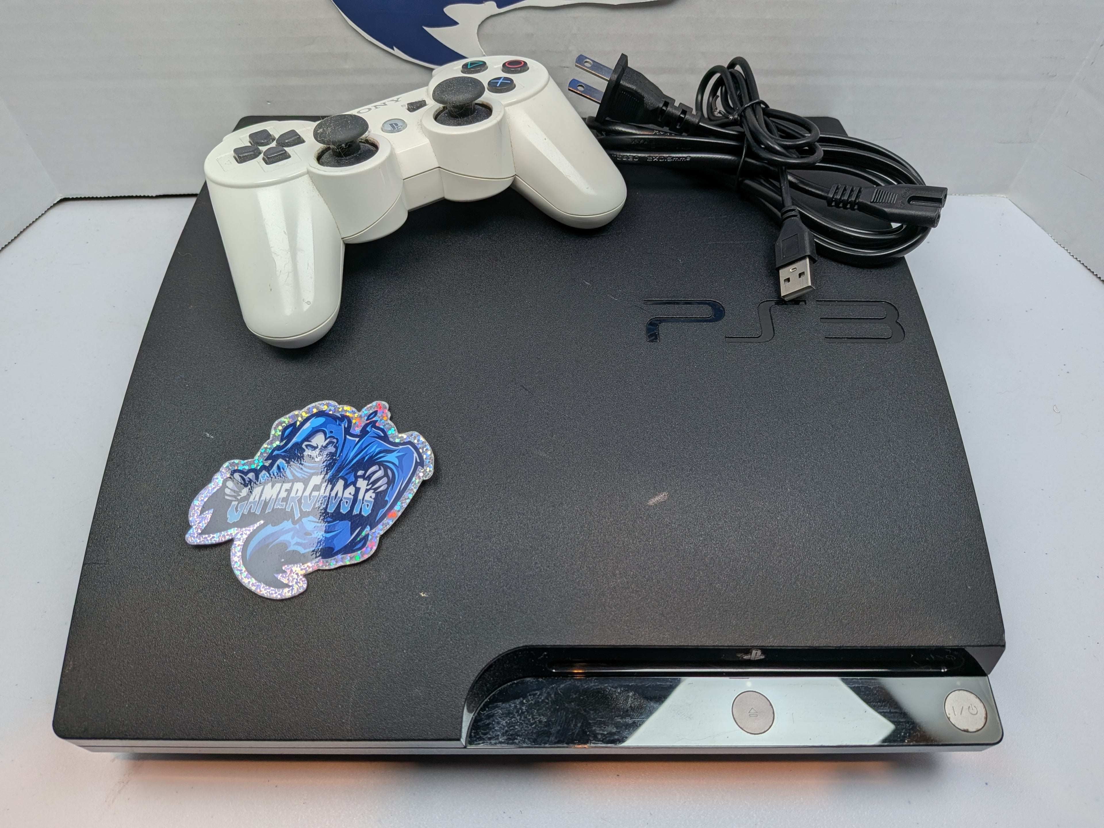 Sony PlayStation 3 PS3 Slim Console - w/White Controller + Power