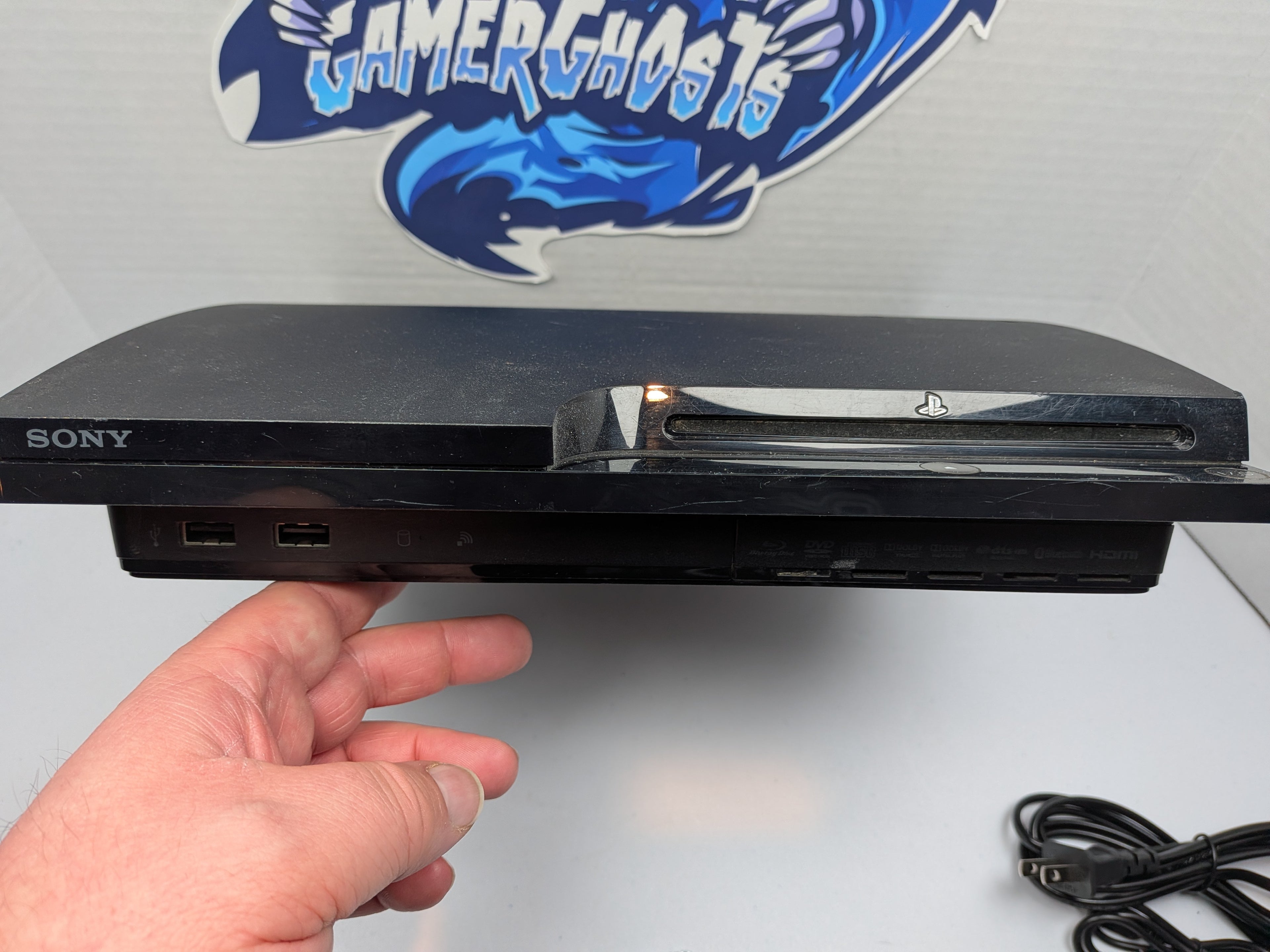 Sony PlayStation 3 PS3 Slim Console - w/White Controller + Power