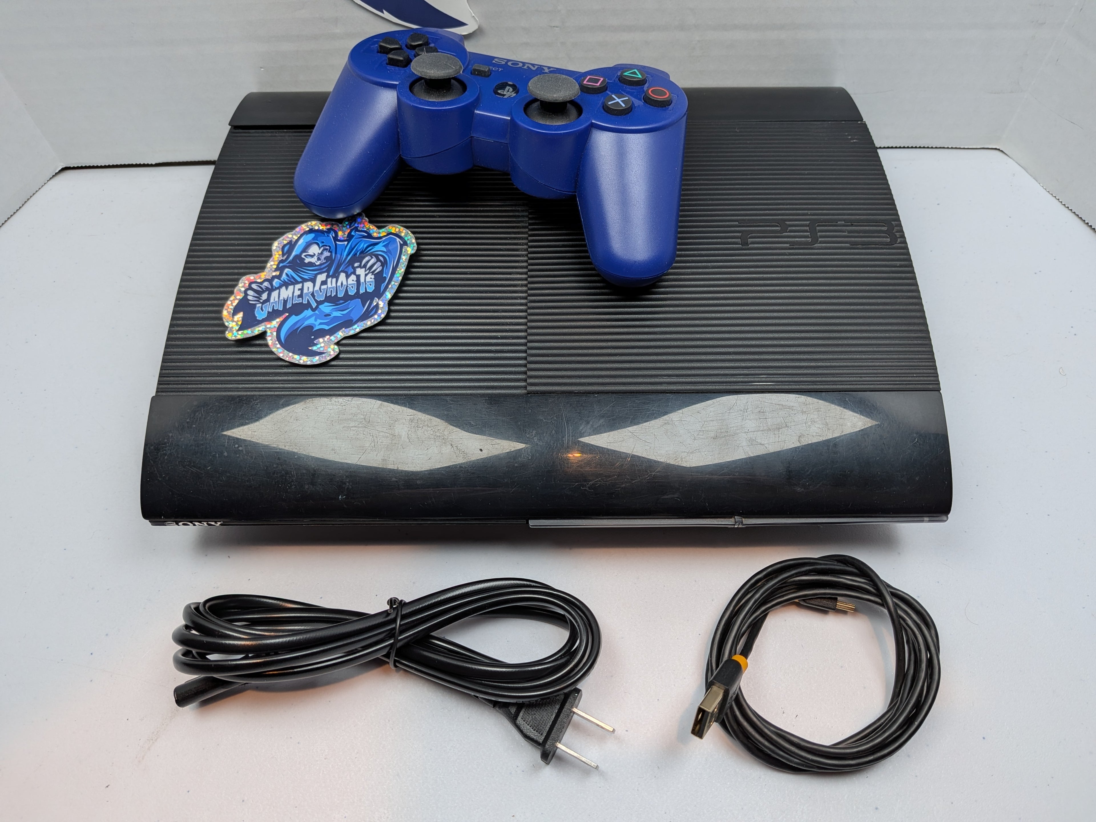 Sony PlayStation 3 PS3 Super Slim Console - w/Blue Controller + Power