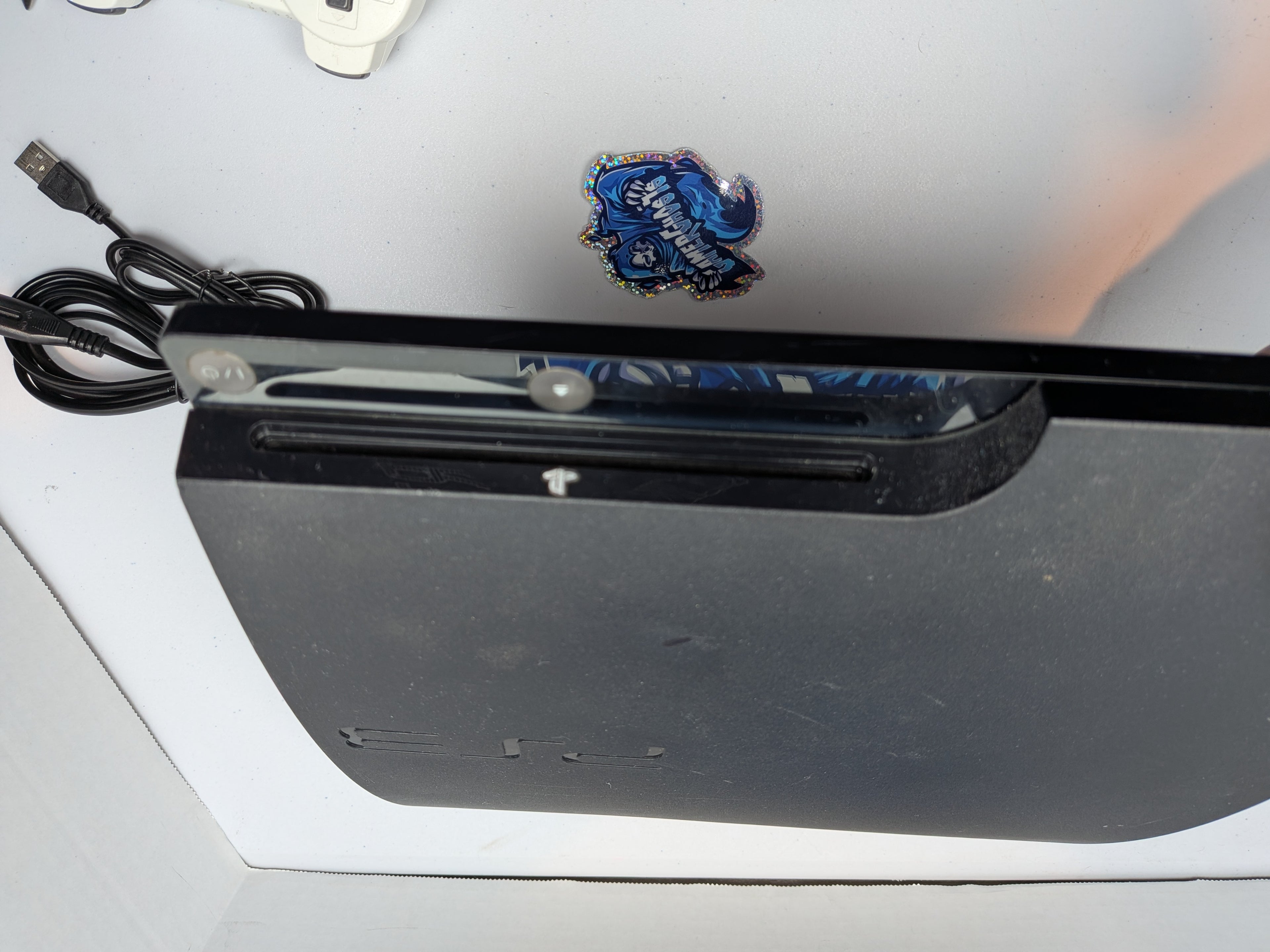 Sony PlayStation 3 PS3 Slim Console - w/White Controller + Power