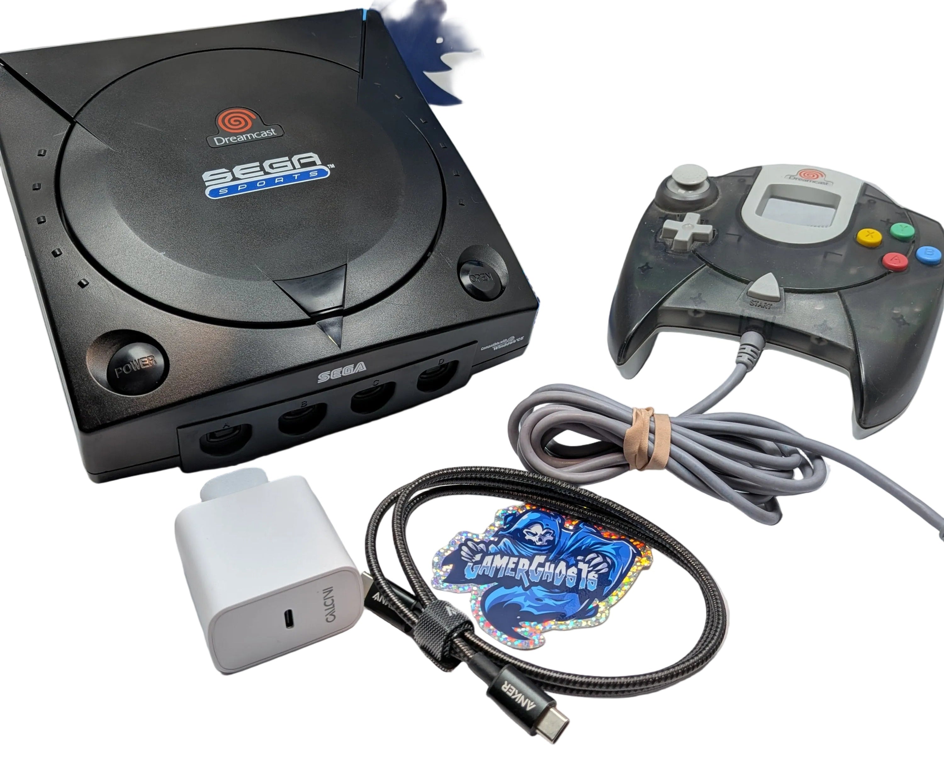 Sega Dreamcast Console Bundle - Sega Sports Black - USB C Power - Noctua Fan - PicoPSU - OEM Controller