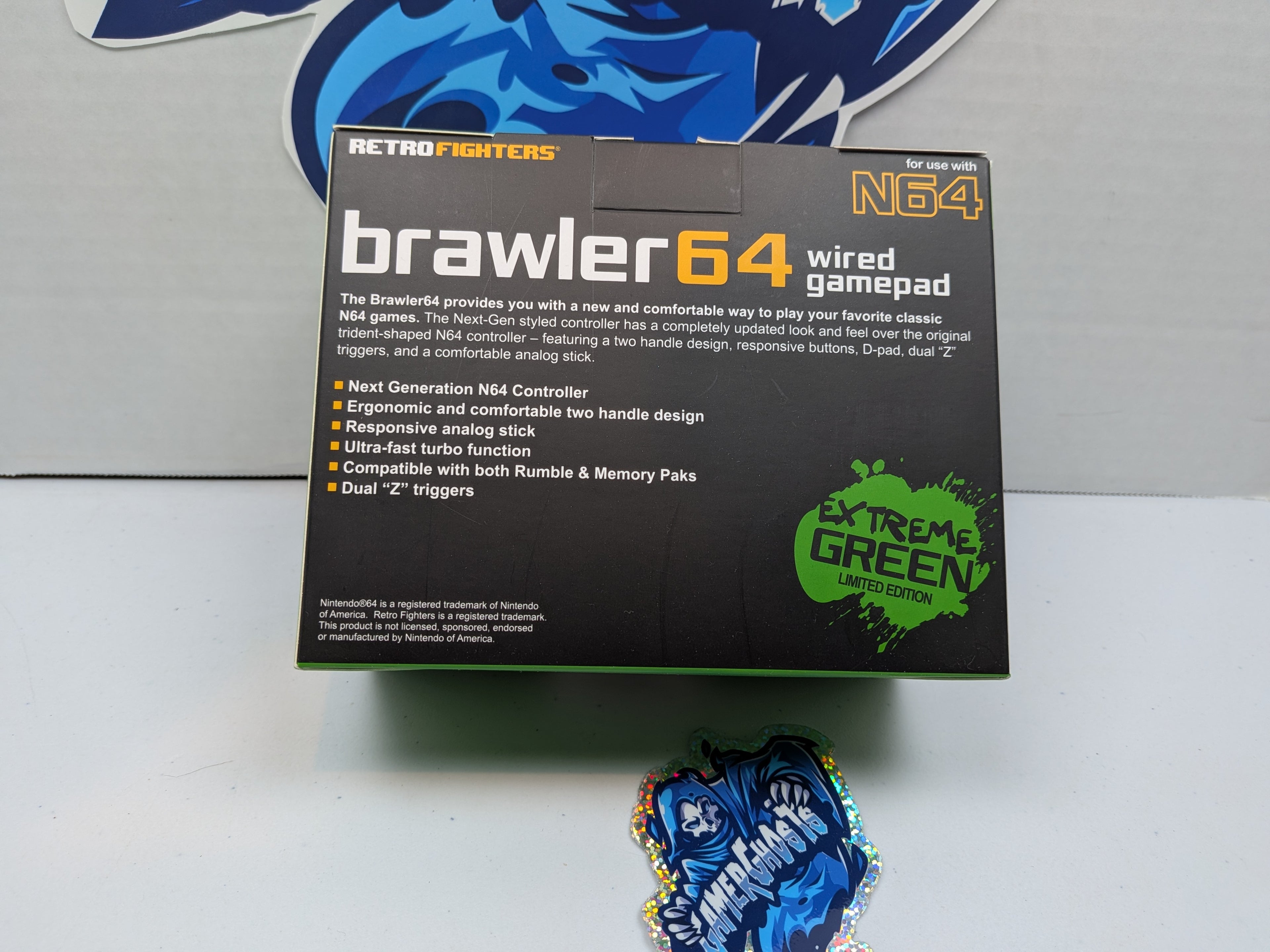 Brawler 64 Wired N64 Controller - Extreme Green