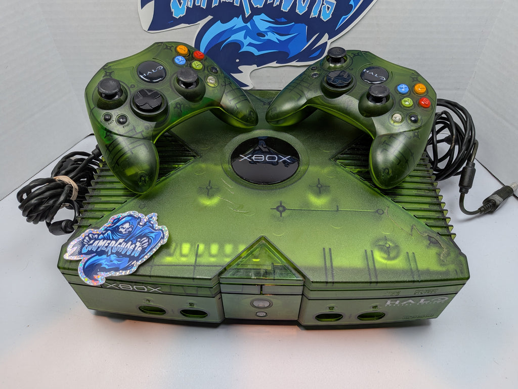 Halo Green Special Edition Original Xbox Console w/ Two Matching Controllers